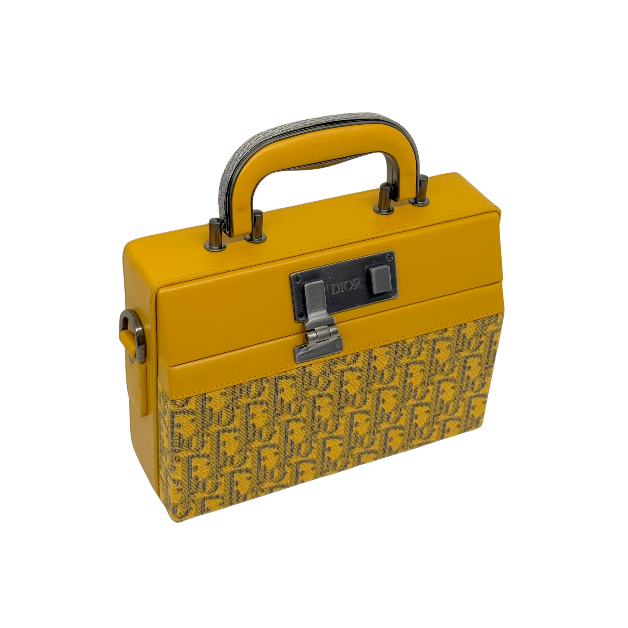 Dior shoulder bag in yellow monogram canvas Oblique and yellow leather (brand new)