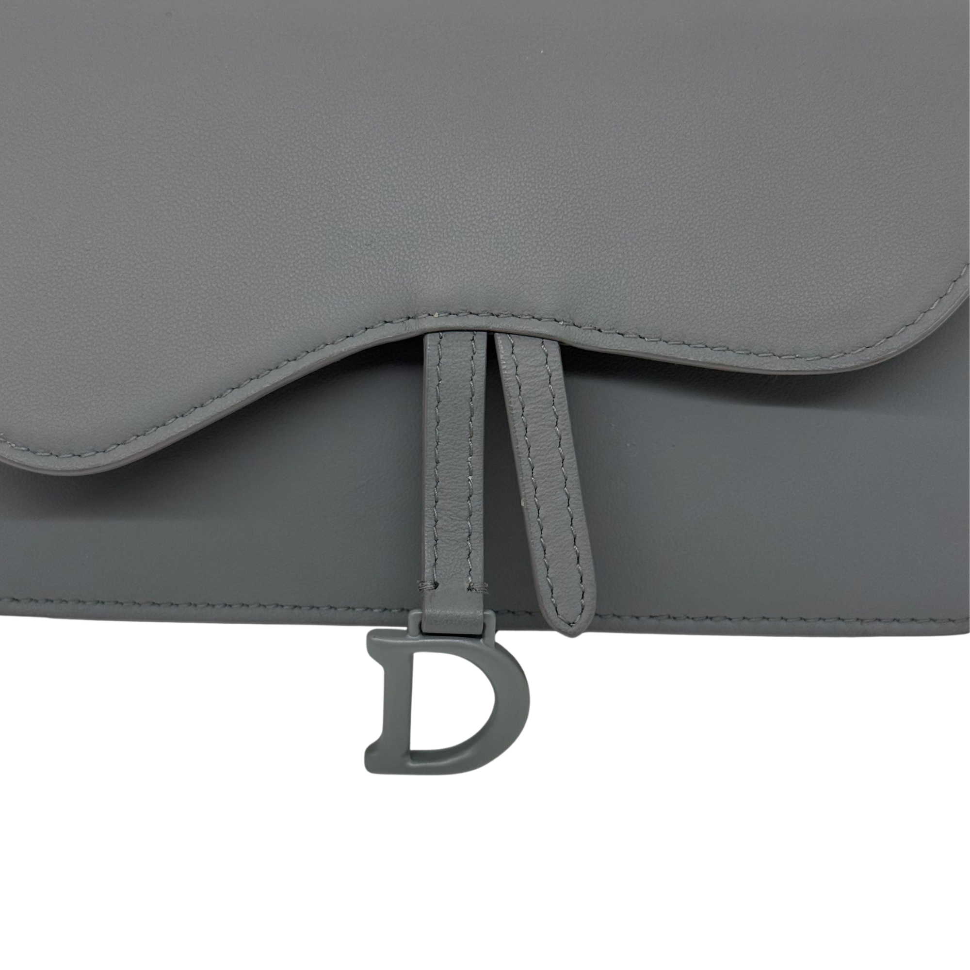 Dior Saddle Grey Leather Belt Bag (pre-owned)
