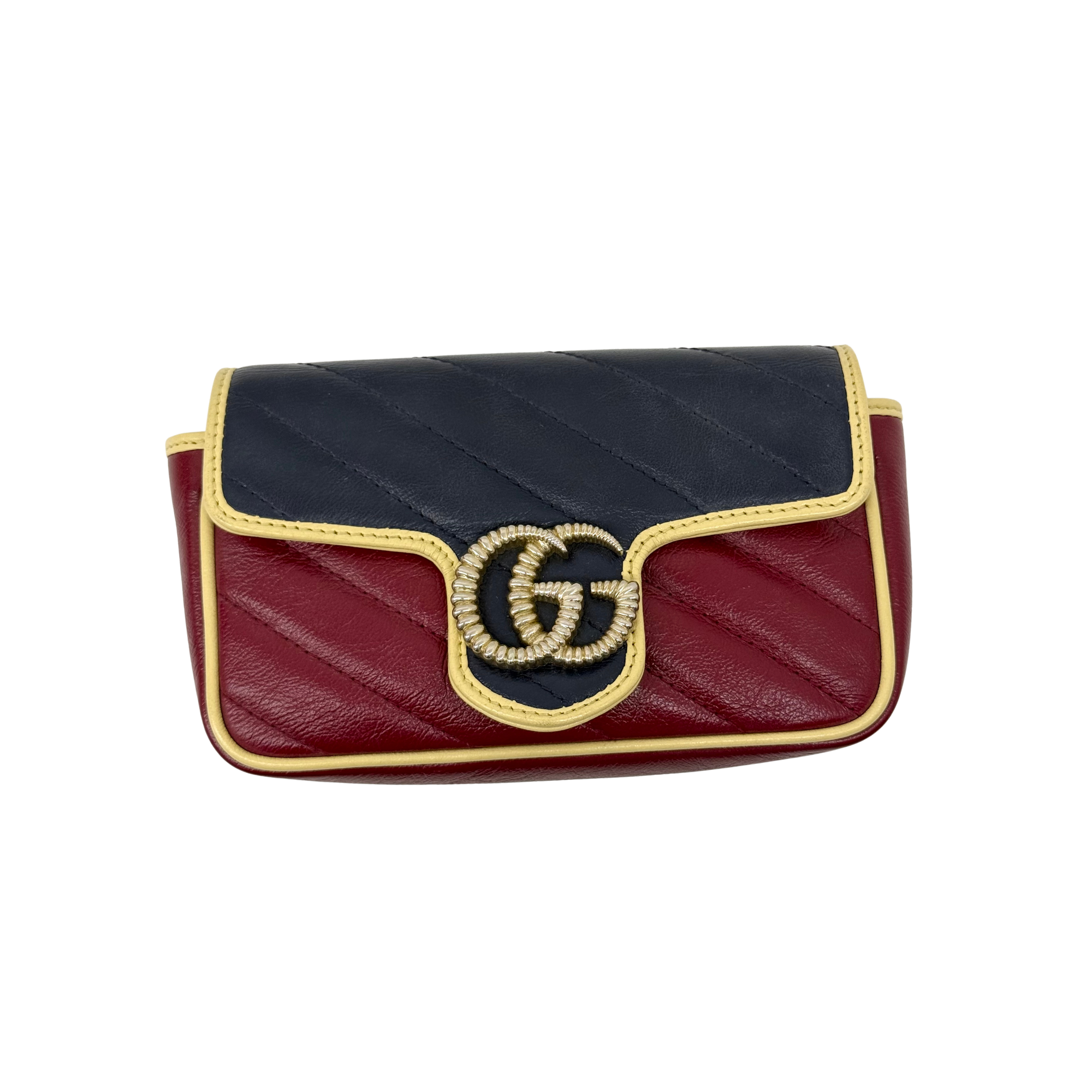 Gucci Tricolor GG Marmont Diagonal Striped Super Mini Bag (pre-owned)