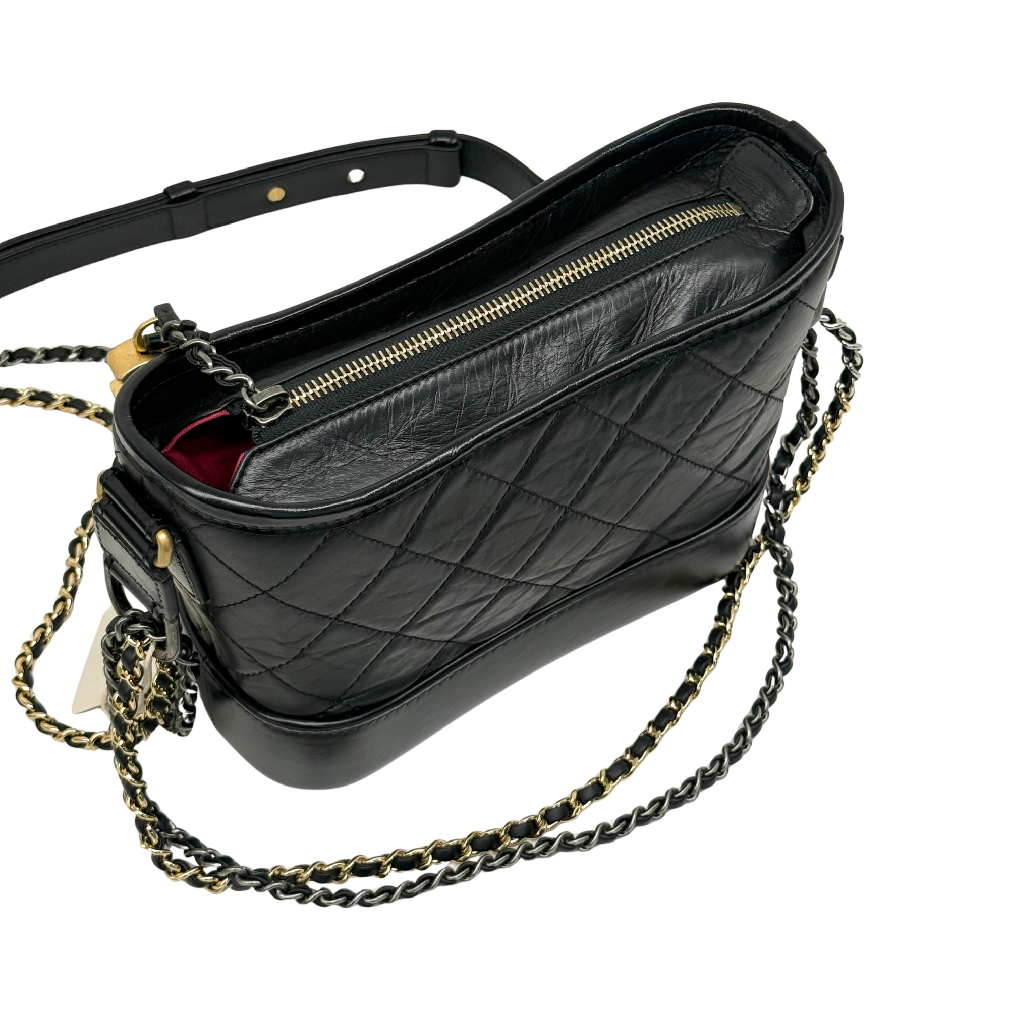 Chanel Black Aged Calfskin Quilted Small Gabrielle Hobo Bag
(brand new)