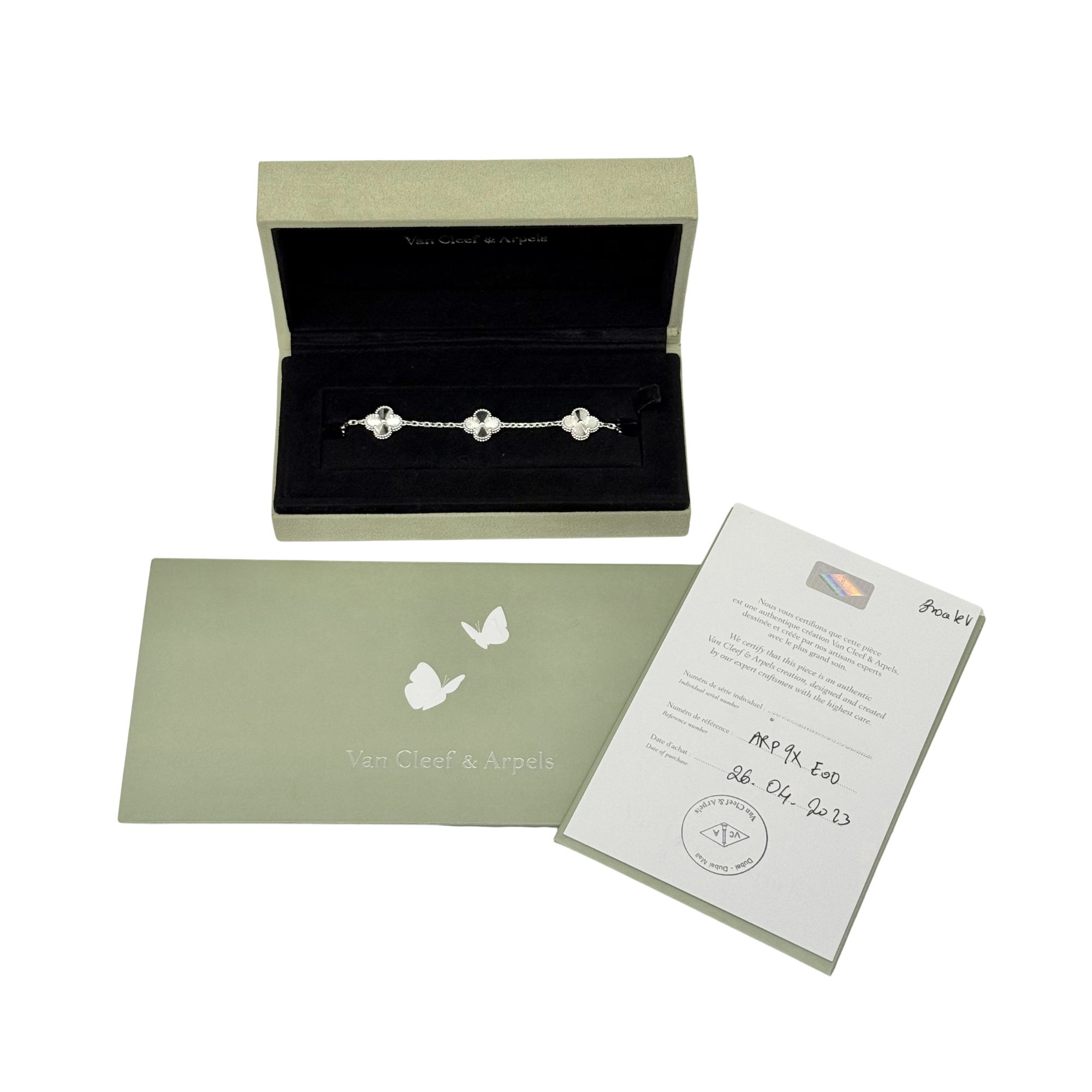 Van Cleef Vintage Alhambra bracelet, 5 motifs 18k White Gold (pre-owned)