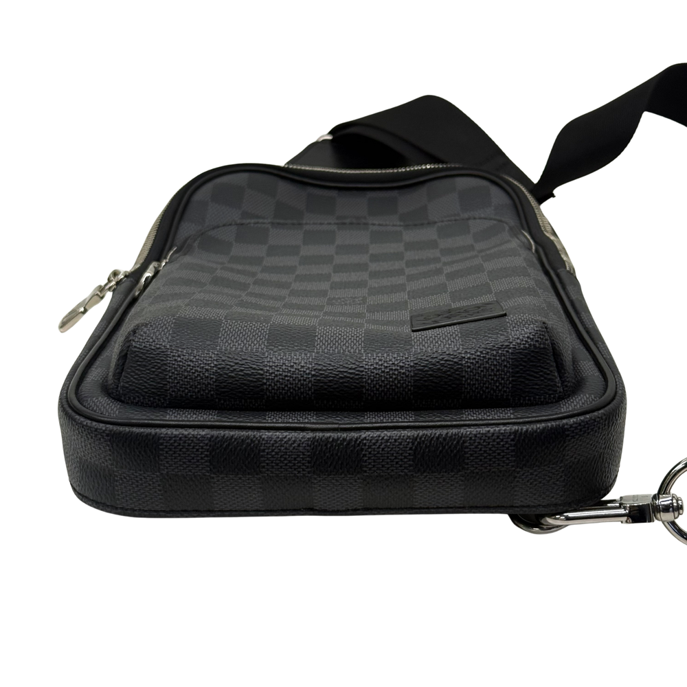 Damier check crossbody bag top with curved flap and zipped opening