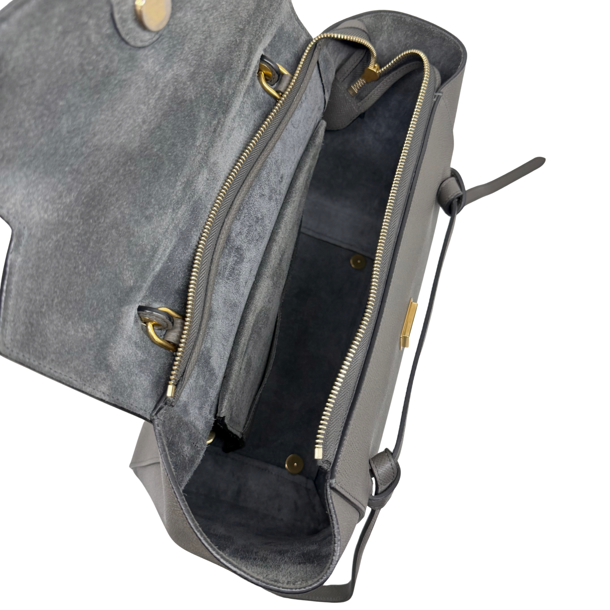 Celine Grey Leather Mini Belt Top Handle Bag (pre-owned)