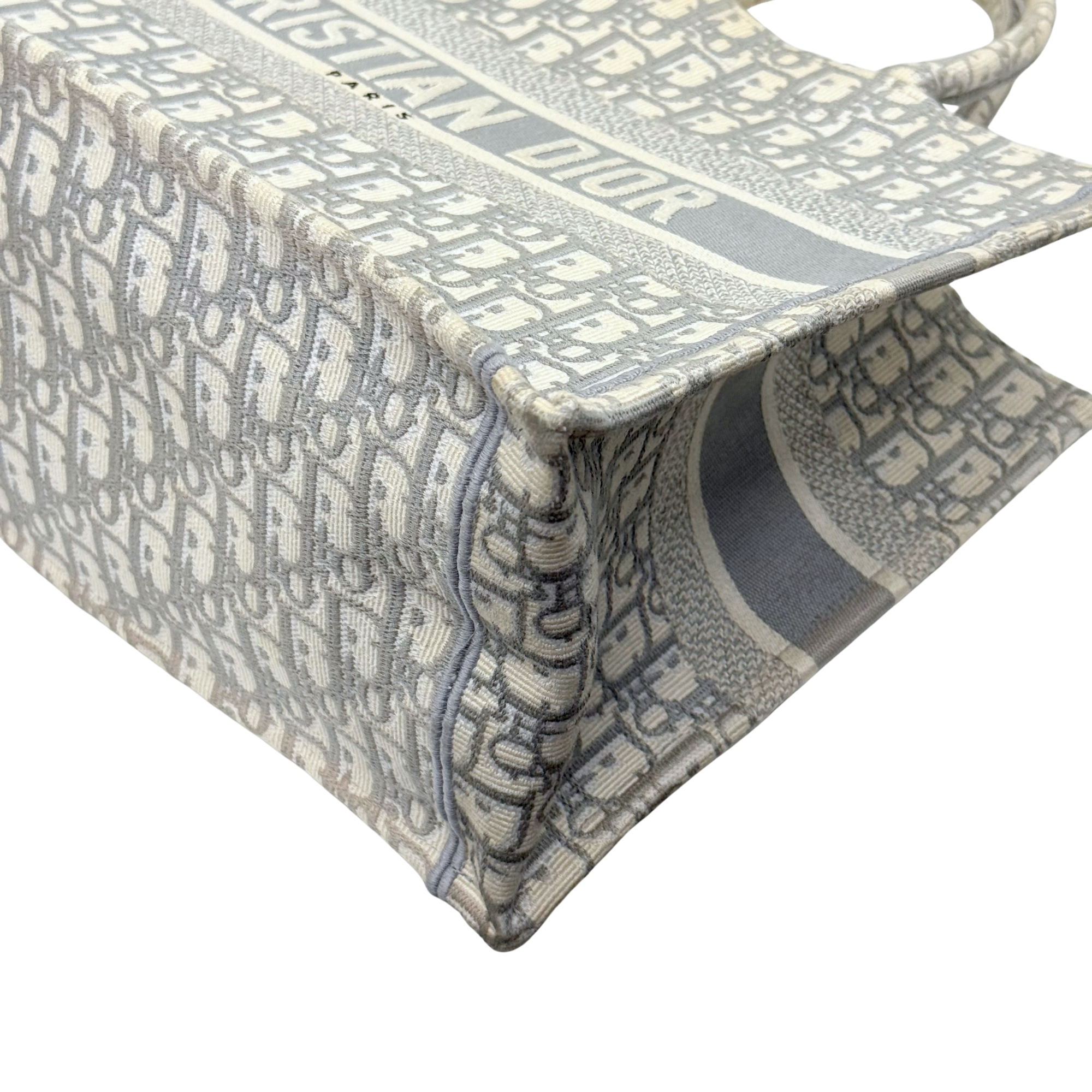 Christian Dior Oblique Book Tote Medium Grey Canvas Tote Bag (pre-owned)