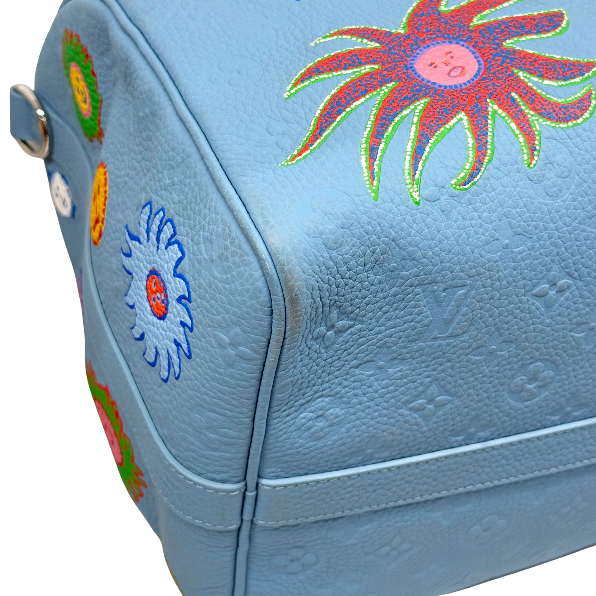 Louis Vuitton x Yayoi Kusama Keepall 50 light blue Taurillon leather (pre-owned)