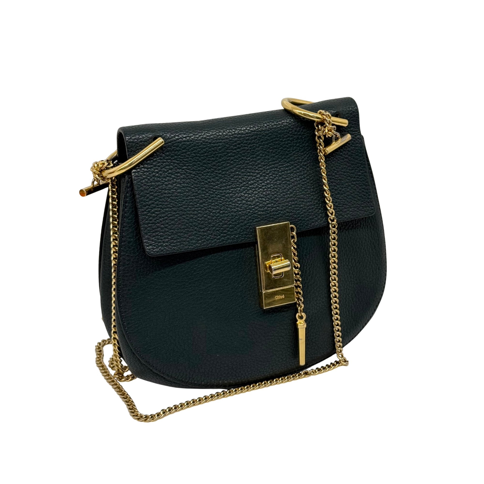 Chloe Green Leather Medium Drew Shoulder Bag (pre-owned)