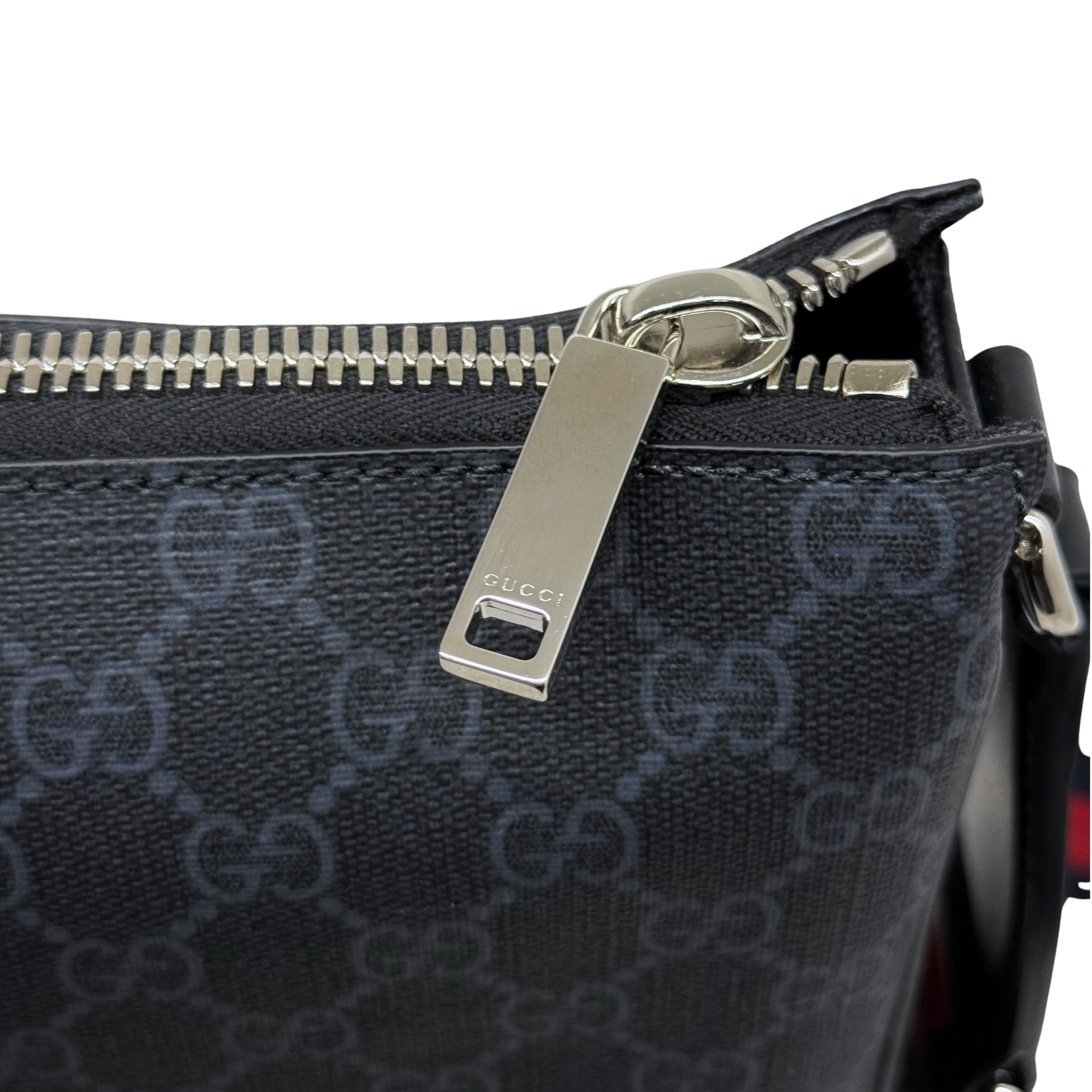 Gucci Web Strap Front Zip Messenger Bag GG Coated Canvas Medium crossbody bag (brand new)