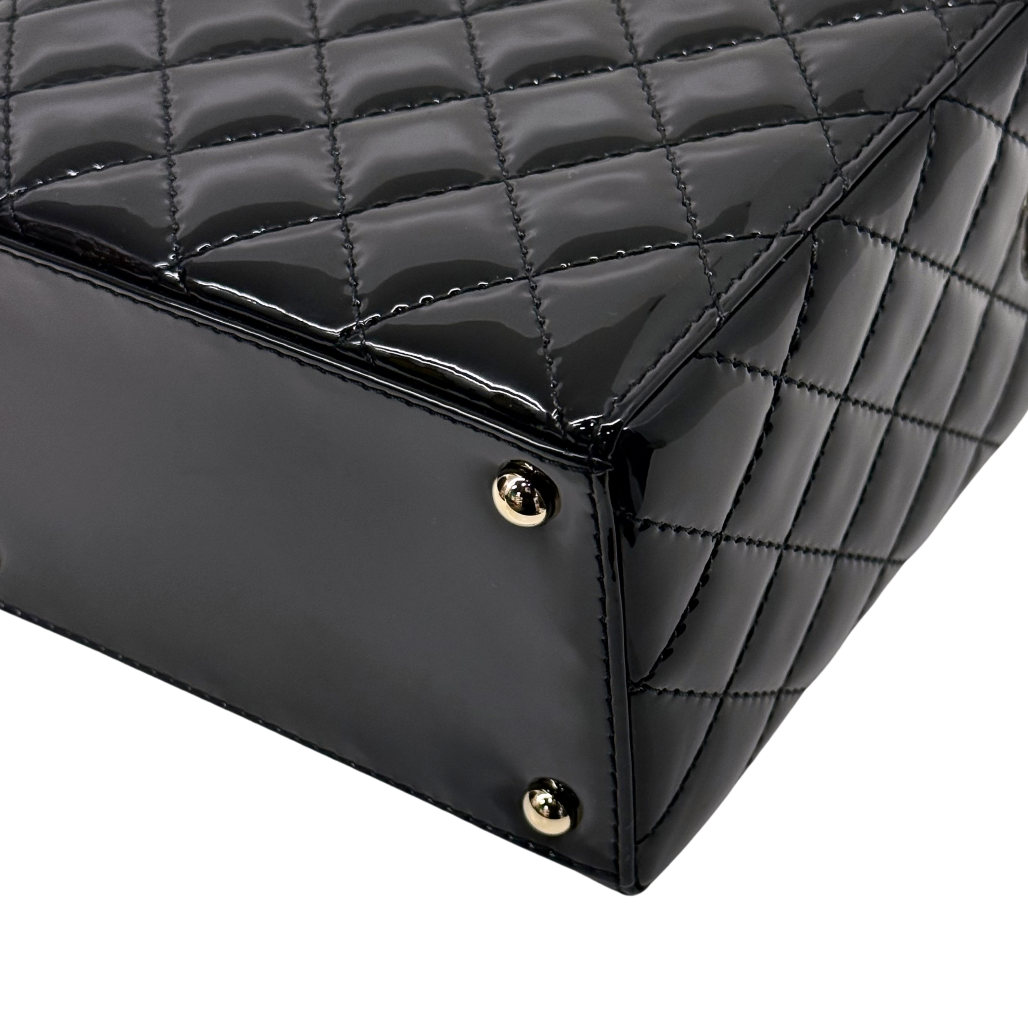 Chanel Small Box Shoulder Bag in black patent calfskin microchipped (pre-owned)