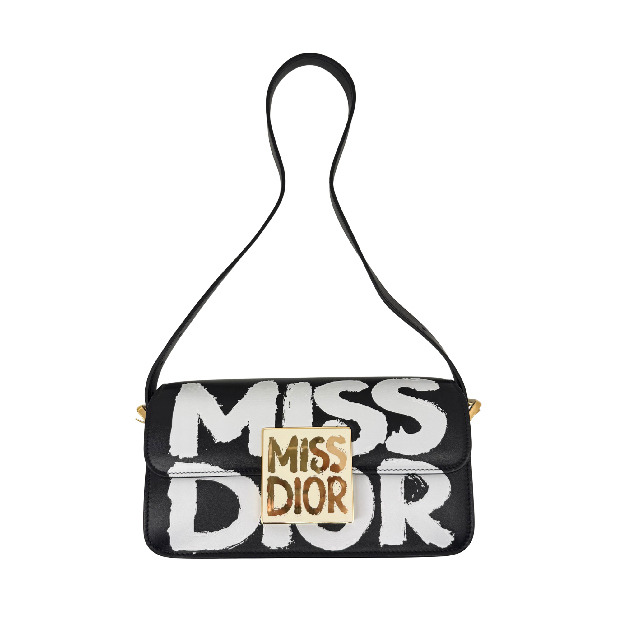 Dior Calfskin Graffiti Printed Miss Dior Flap Black White (brand new)