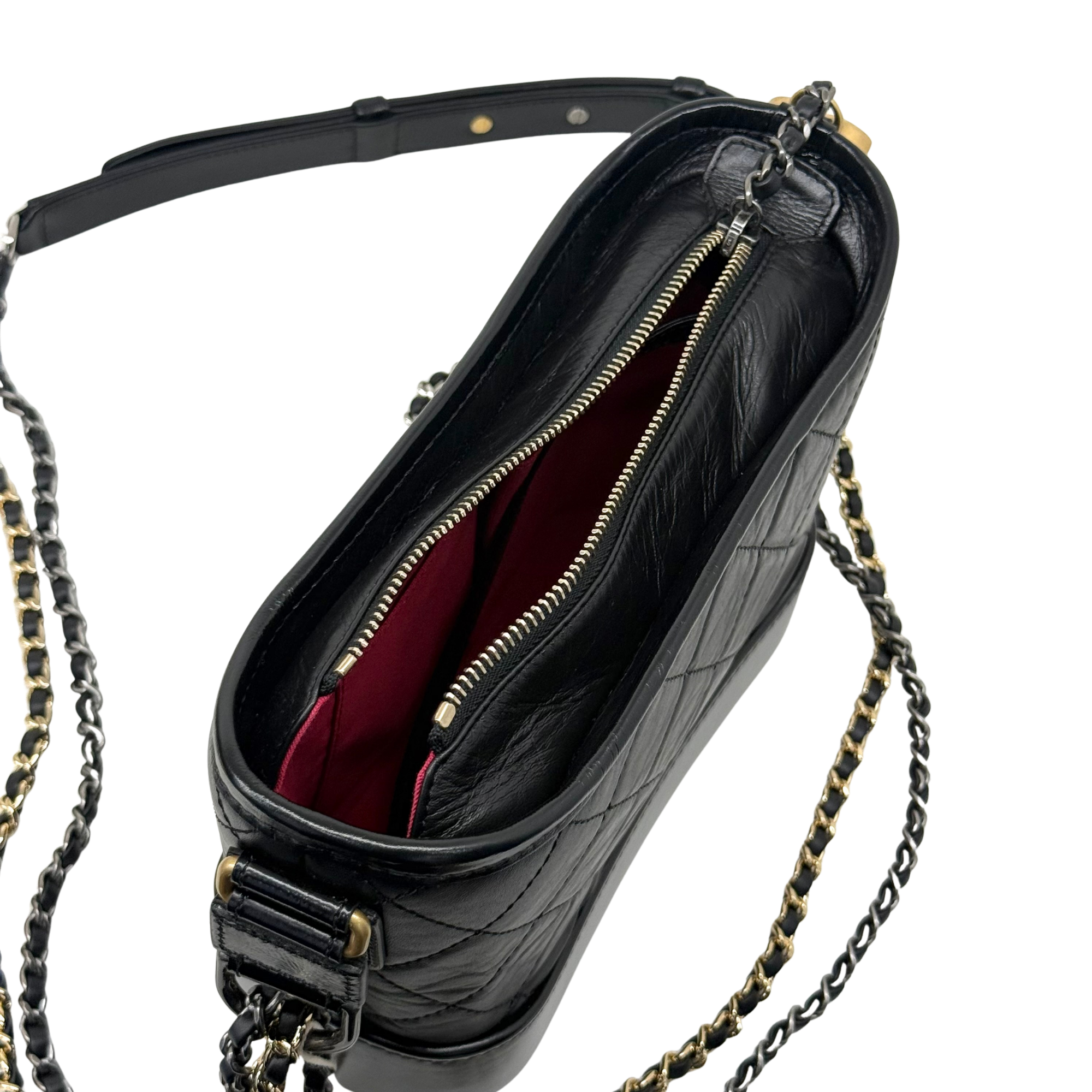 Chanel Black Aged Calfskin Quilted Small Gabrielle Hobo Bag
(brand new)
