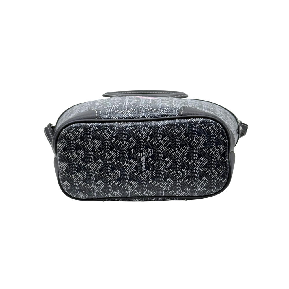 Pre-owned Goyard bag front view with patterned canvas and top clasp