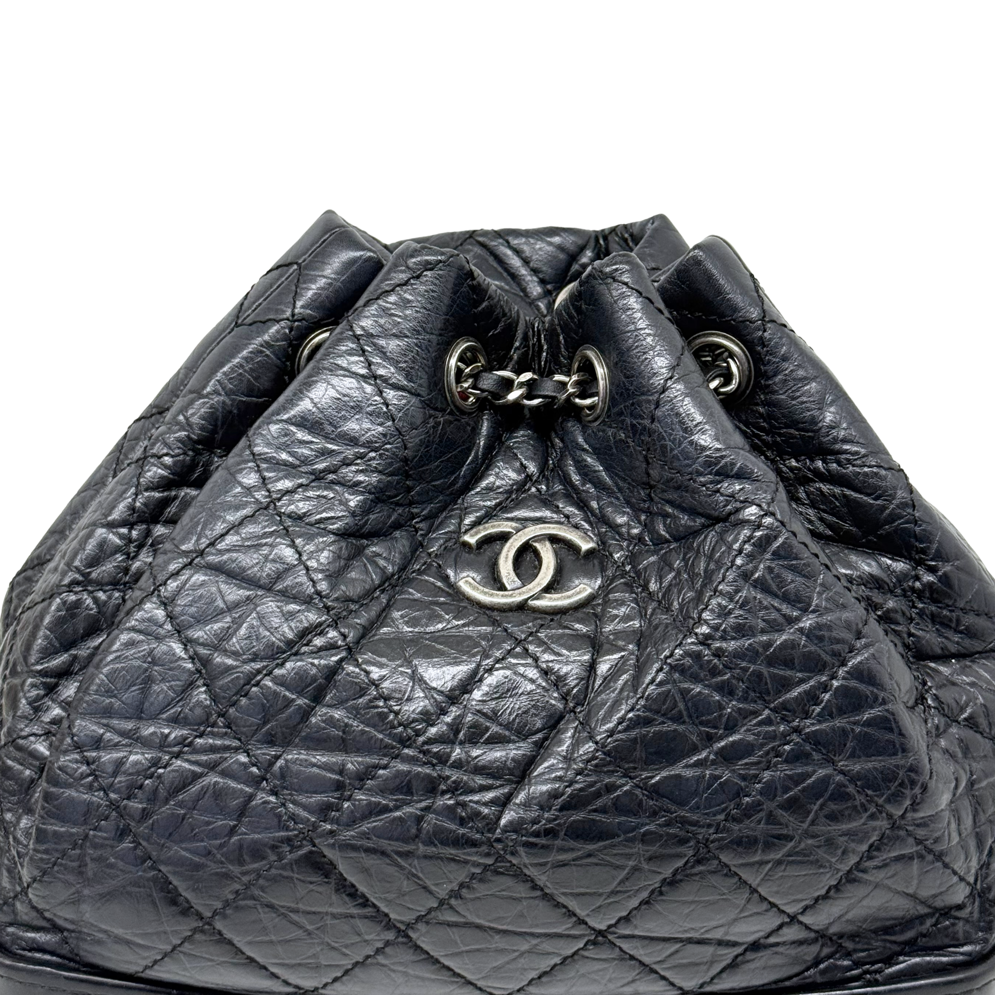 Chanel Aged Calfskin Quilted Gabrielle Backpack Black (pre-owned)