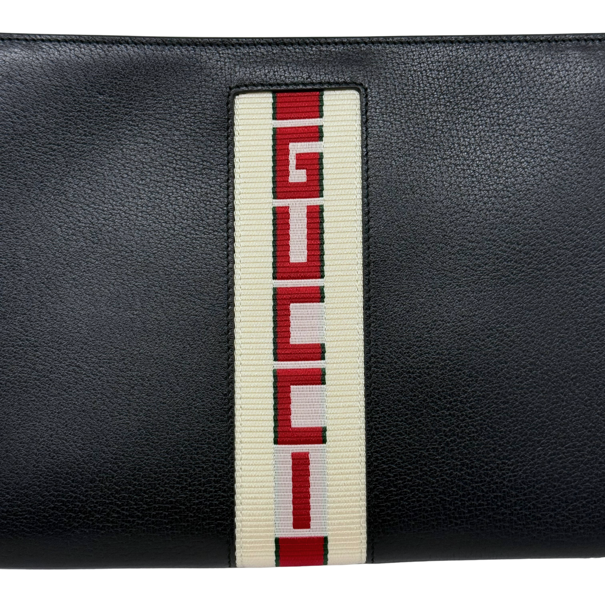 Gucci Web Stripe Logo Leather Pouch Clutch Bag (brand new)