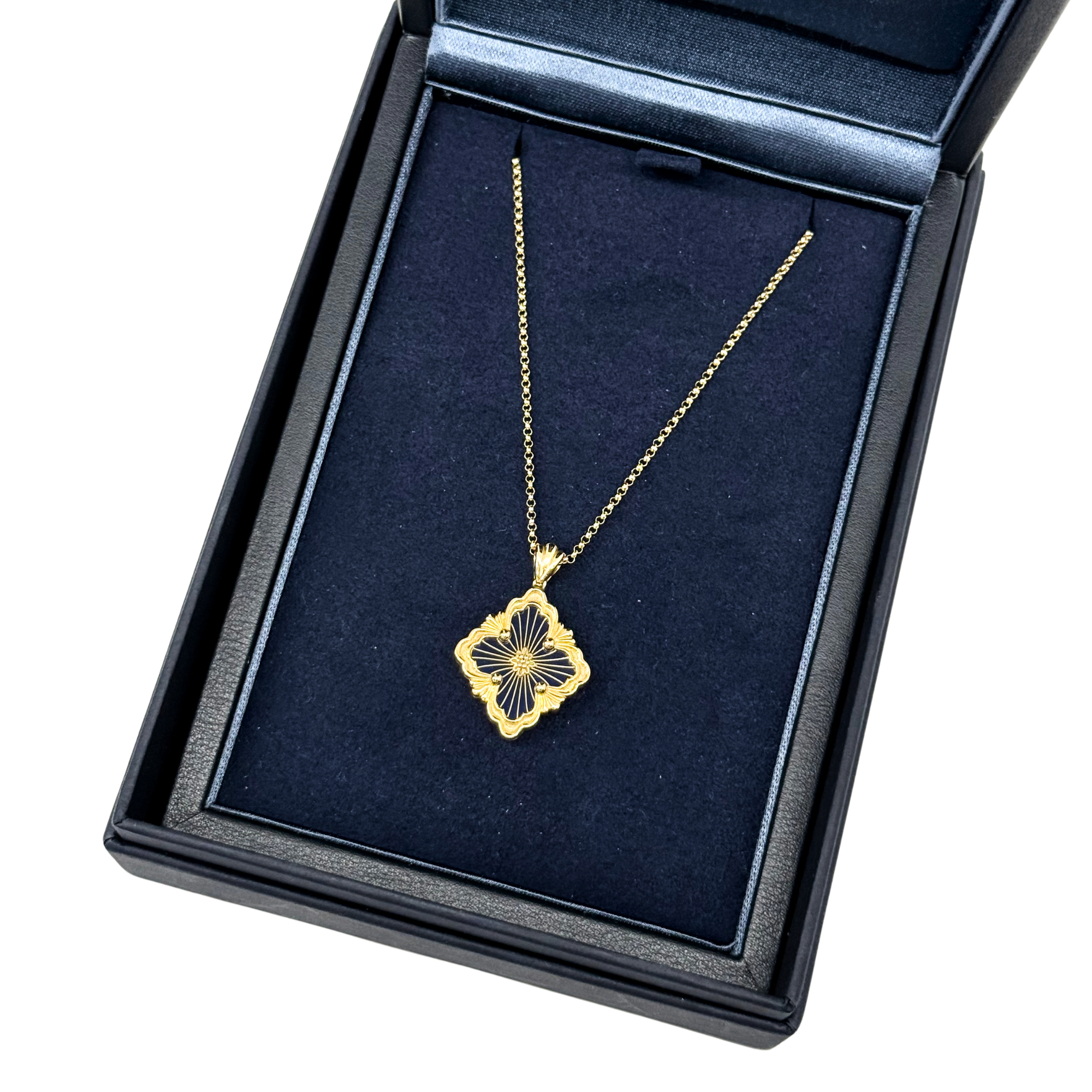 Buccellati Opera Tulle Pendant In Yellow Gold With Blue Enamel (pre-owned)