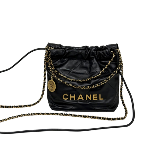 Chanel 22 Chain Hobo Quilted Calfskin Mini crossbody bag microchipped (pre-owned)