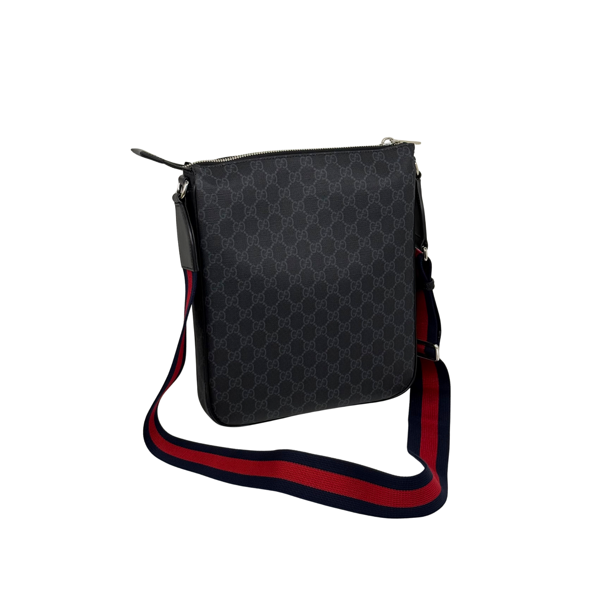 Gucci Web Strap Front Zip Messenger Bag GG Coated Canvas Medium crossbody bag (brand new)