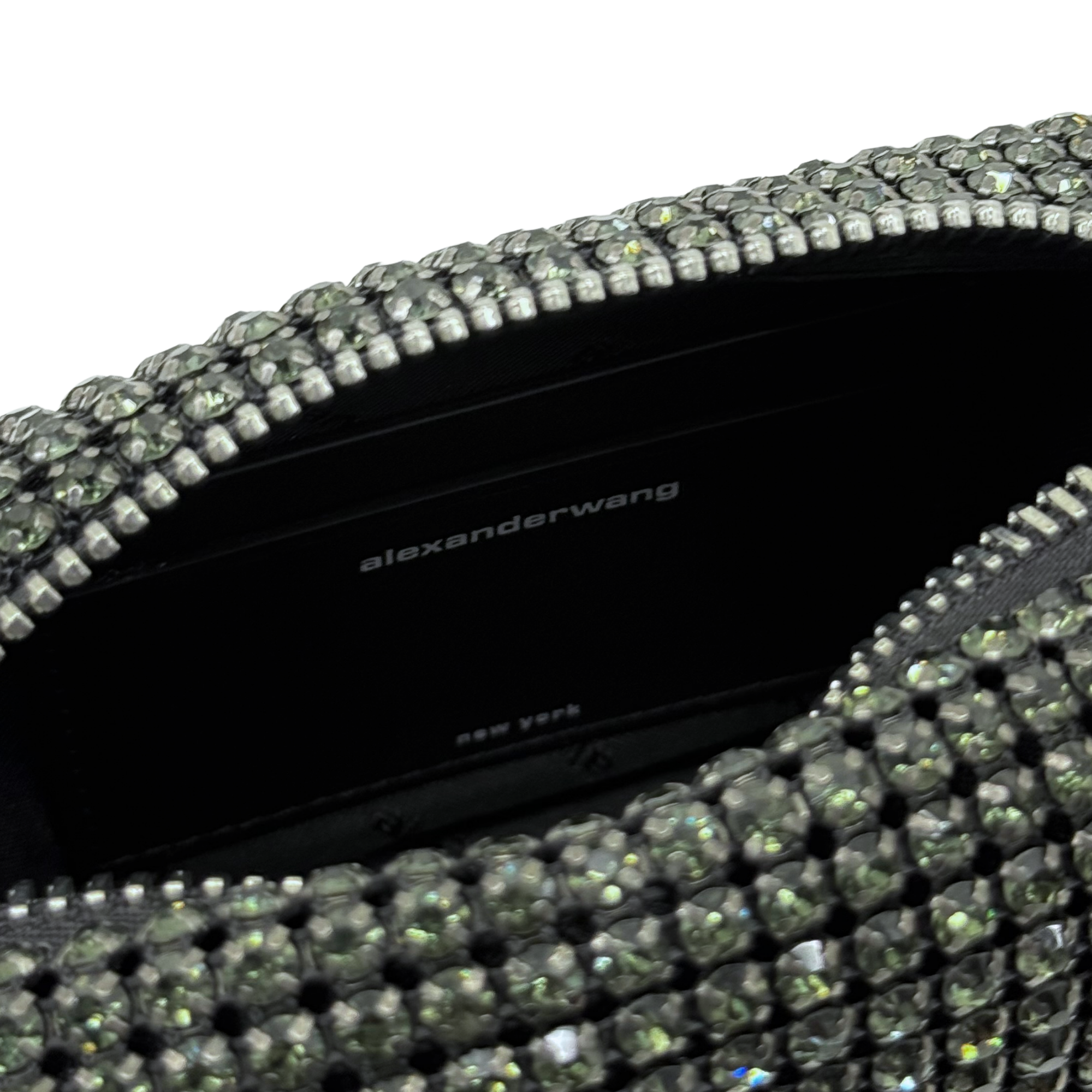 Alexander Wang Mesh Crystal Rhinestone Medium Heiress Pouch Black Silver (brand new)