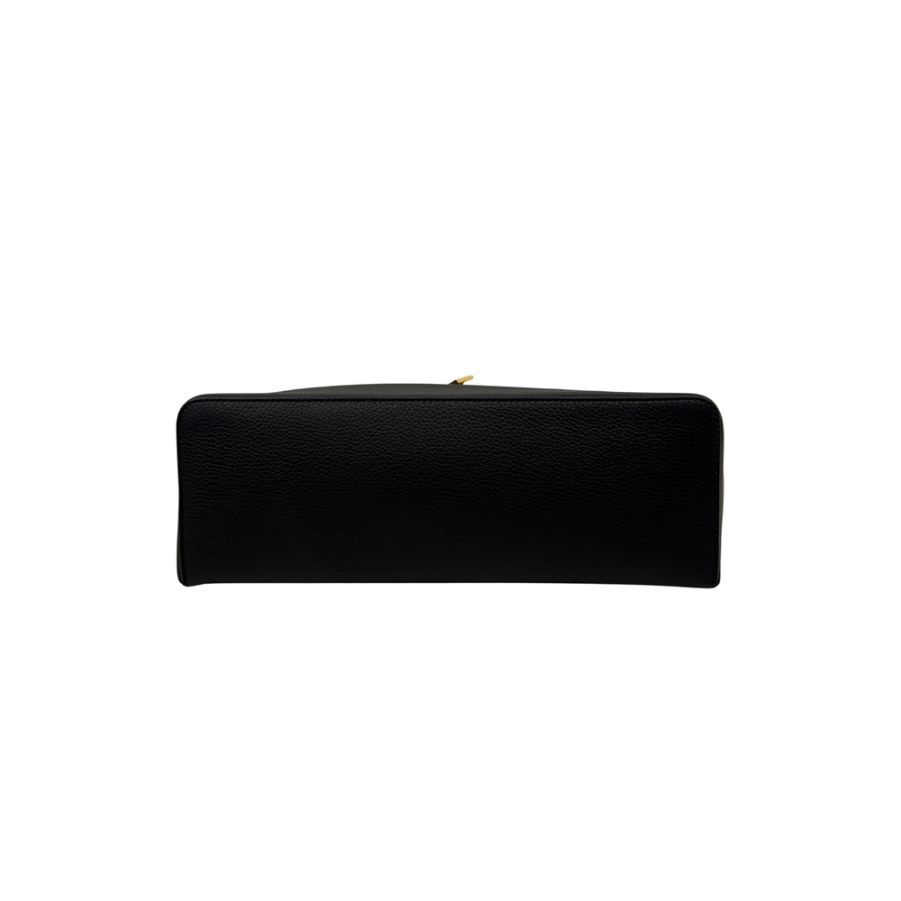 Black leather zip pouch side profile