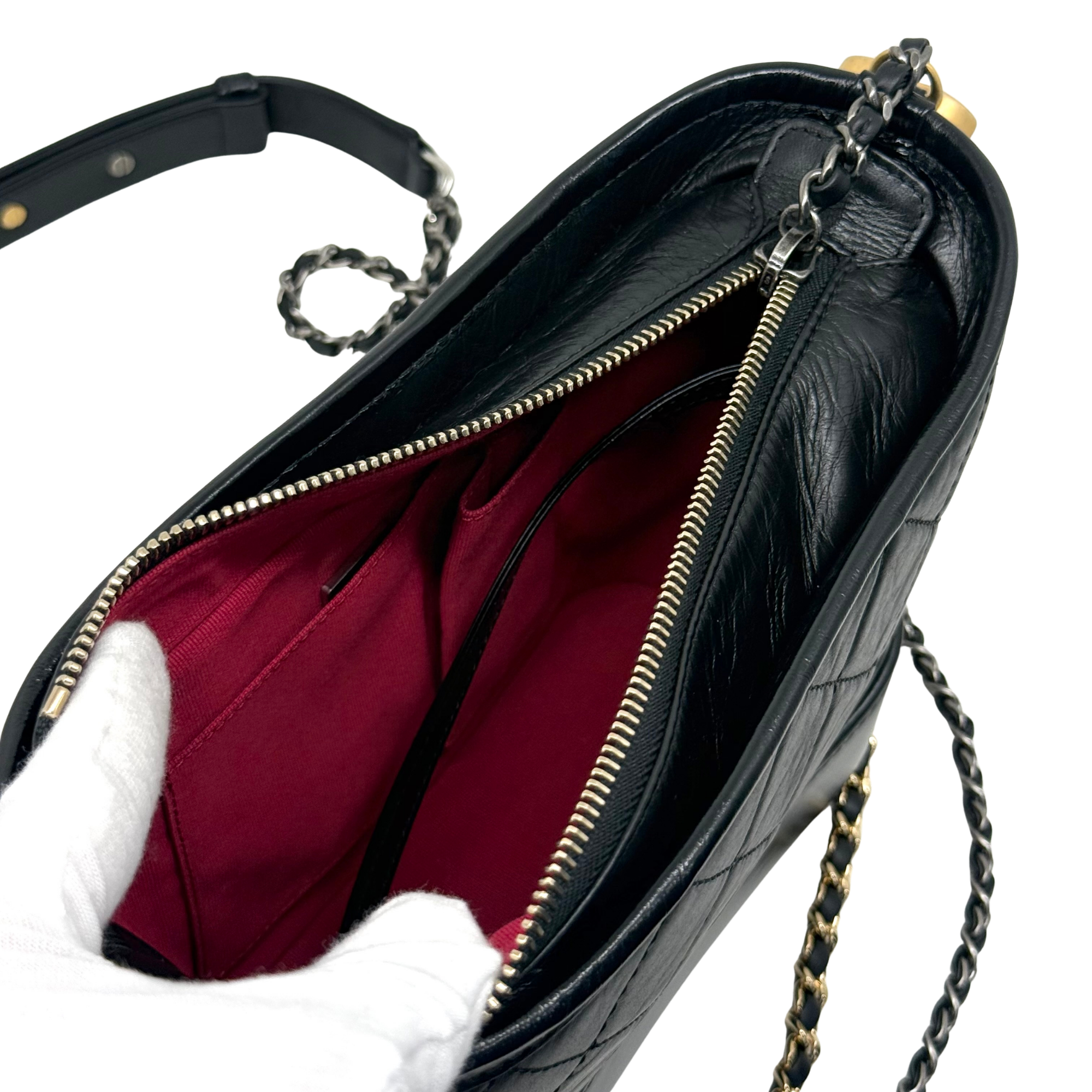 Chanel Black Aged Calfskin Quilted Small Gabrielle Hobo Bag
(brand new)