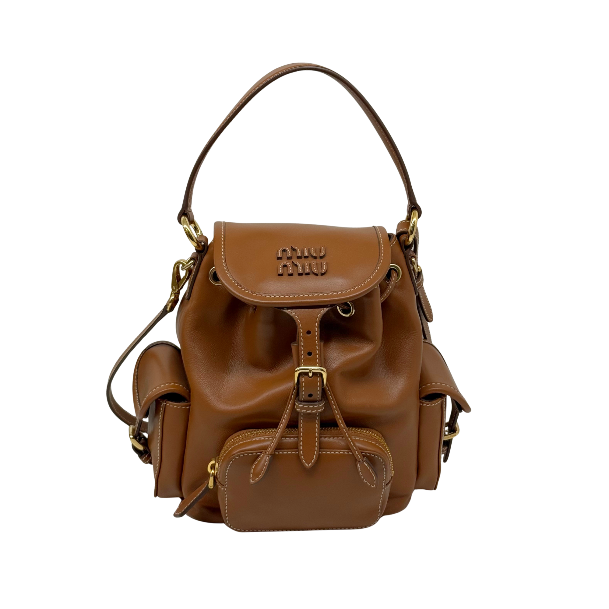 Miu Miu Leather Brown backpack (pre-owned)