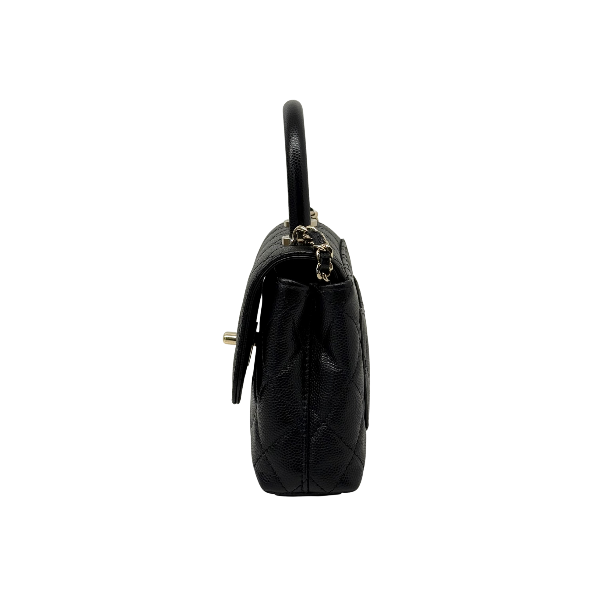 Chanel top handle black caviar
