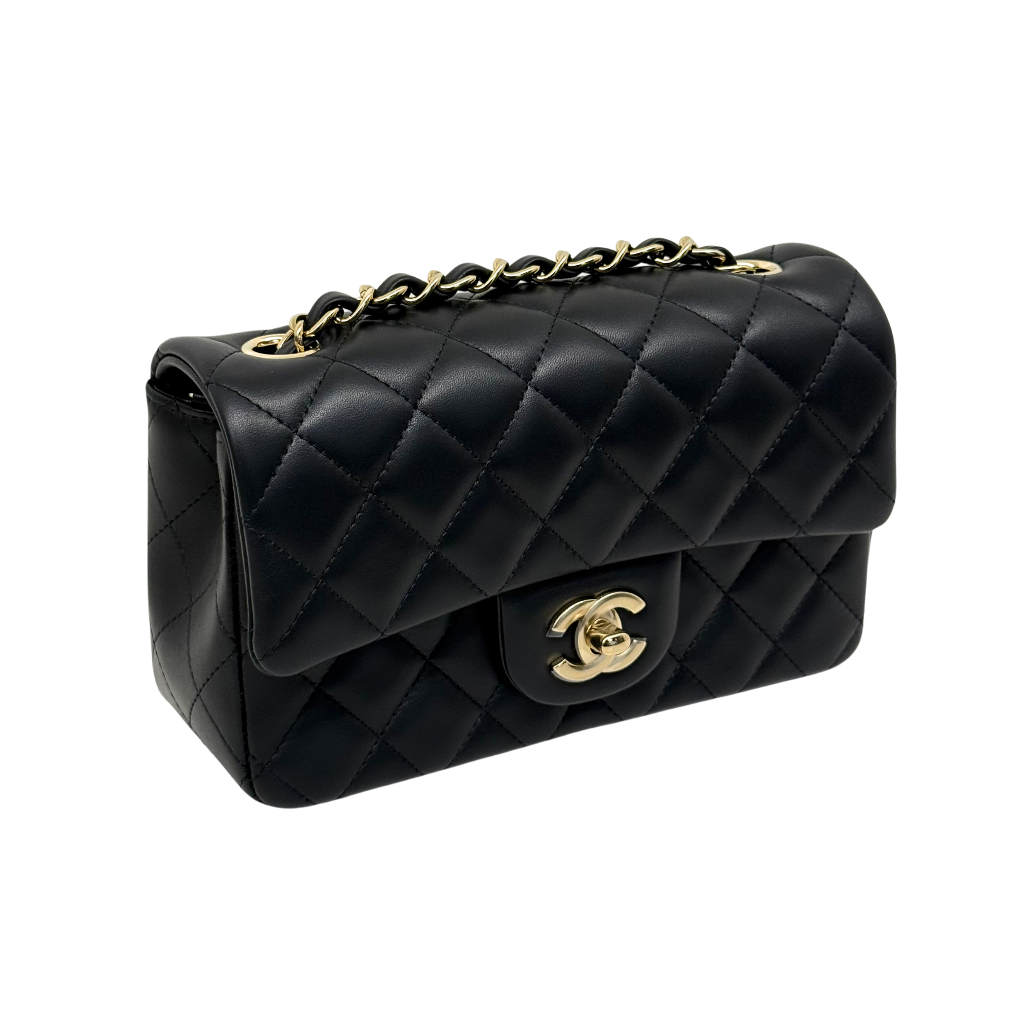 Chanel black bag soft leather gold hardware