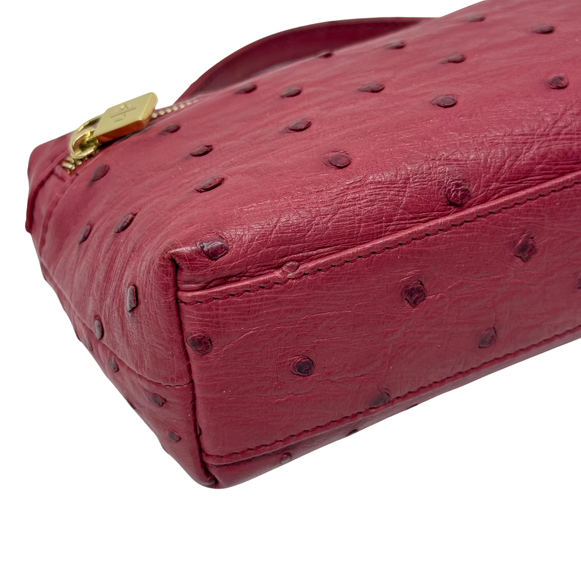 Loro Piana Light Pomegranate Ostrich L19 Pouch (pre-owned)