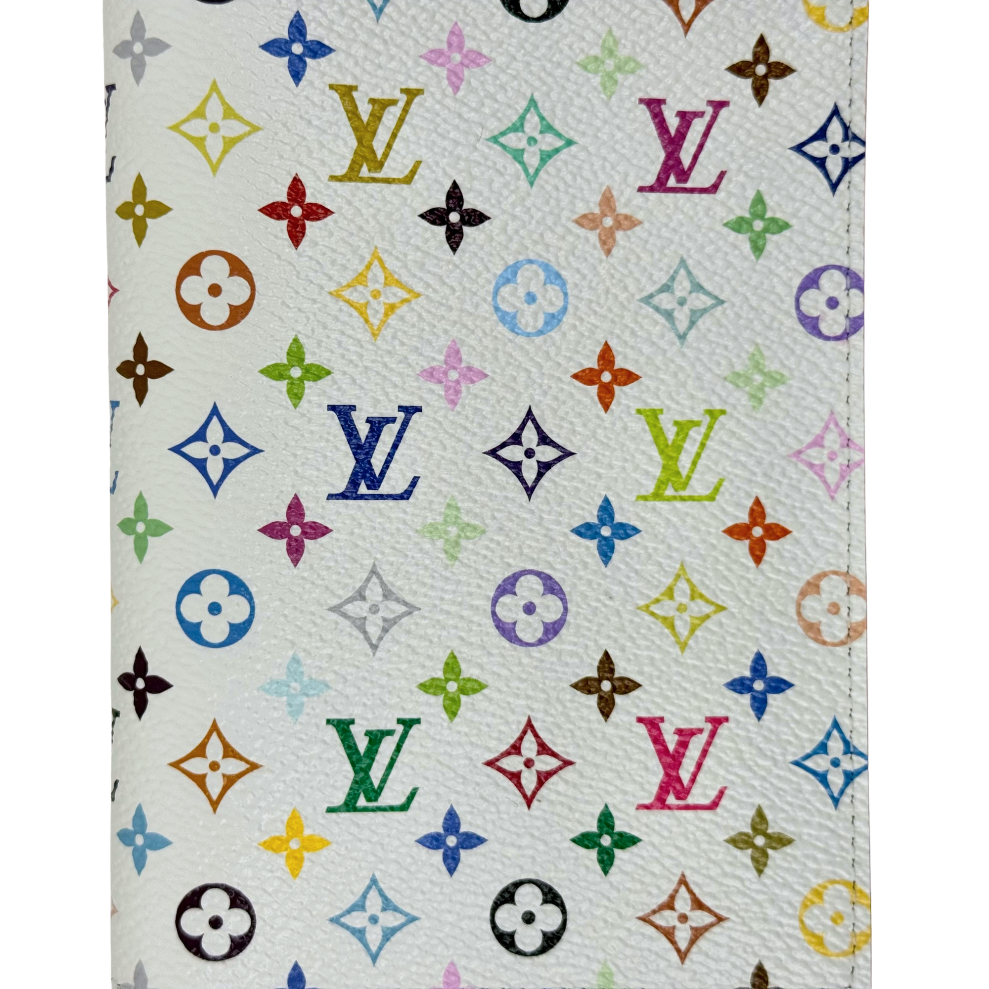White Louis Vuitton monogram multicolor fabric with small flower and LV motifs