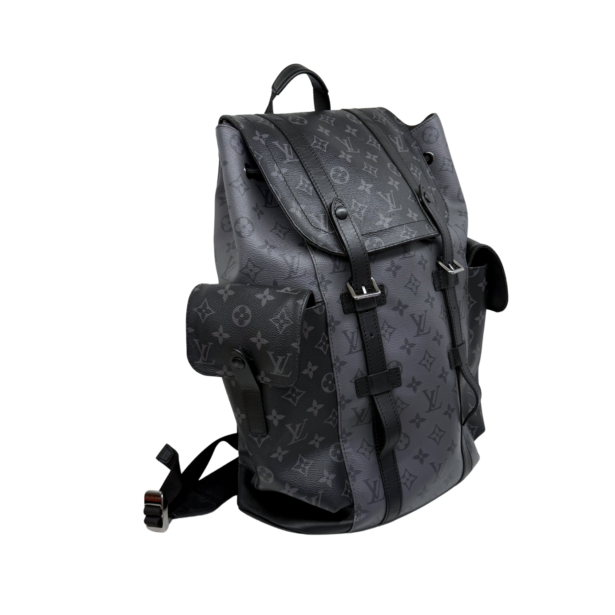 Louis Vuitton Christopher GM Eclipse Monogram Canvas PVC Leather Backpack Bag (pre-owned)