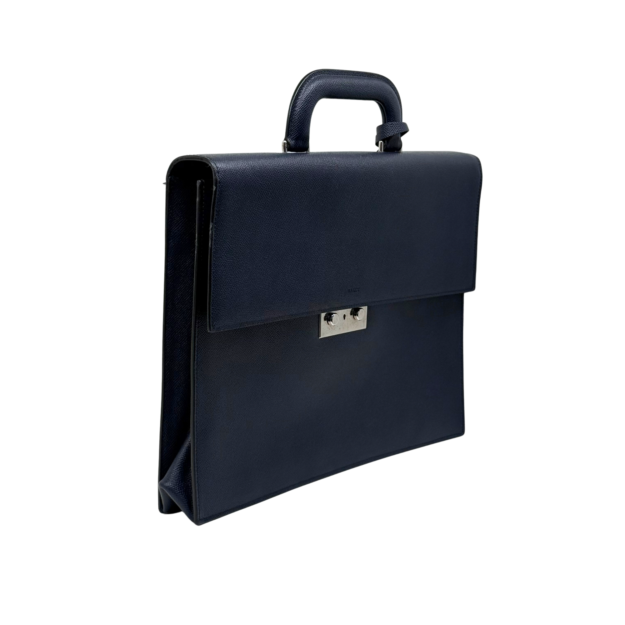 Bally Navado Leather Briefcase Navy Blue (pre-owned)