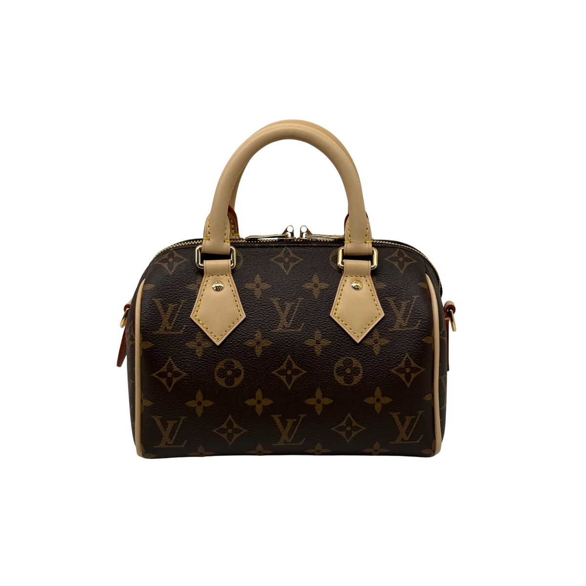 Louis Vuitton monogram handbag with two top handles and top zipper closure