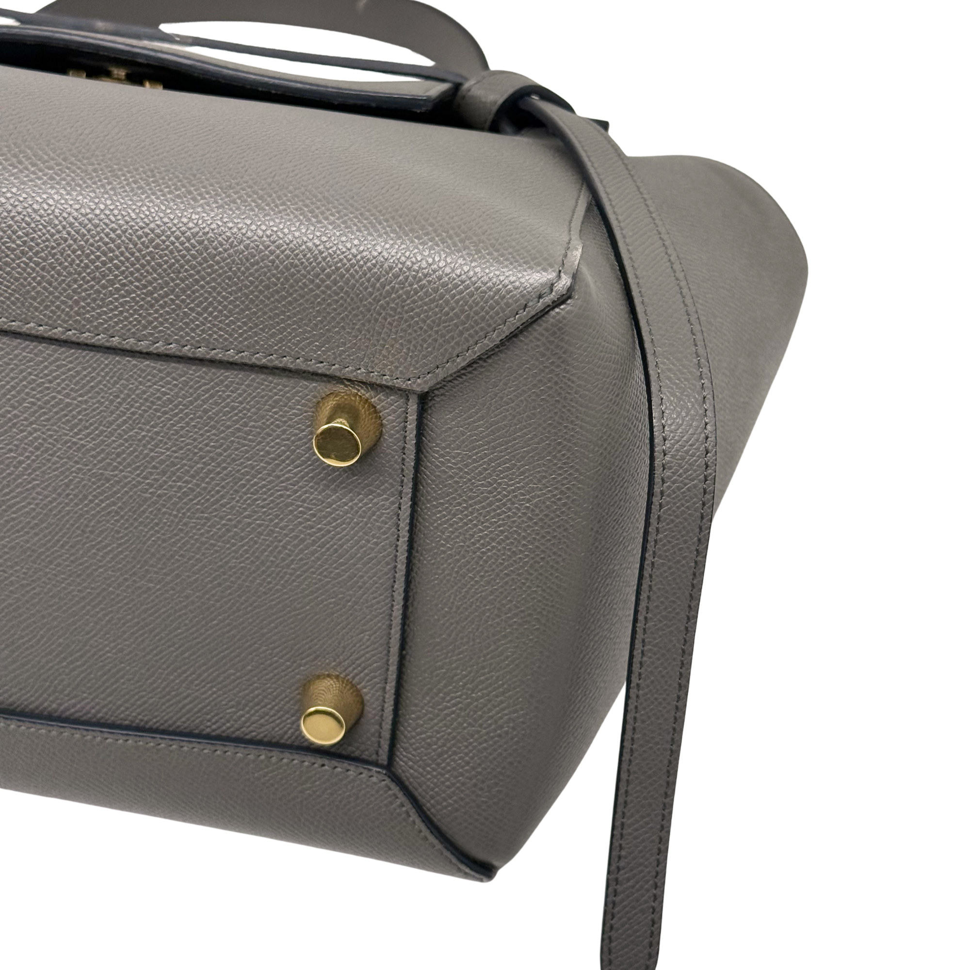 Celine Grey Leather Mini Belt Top Handle Bag (pre-owned)