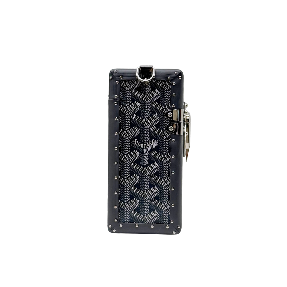 Goyard monogram vanity case with handle and silver studded edges
