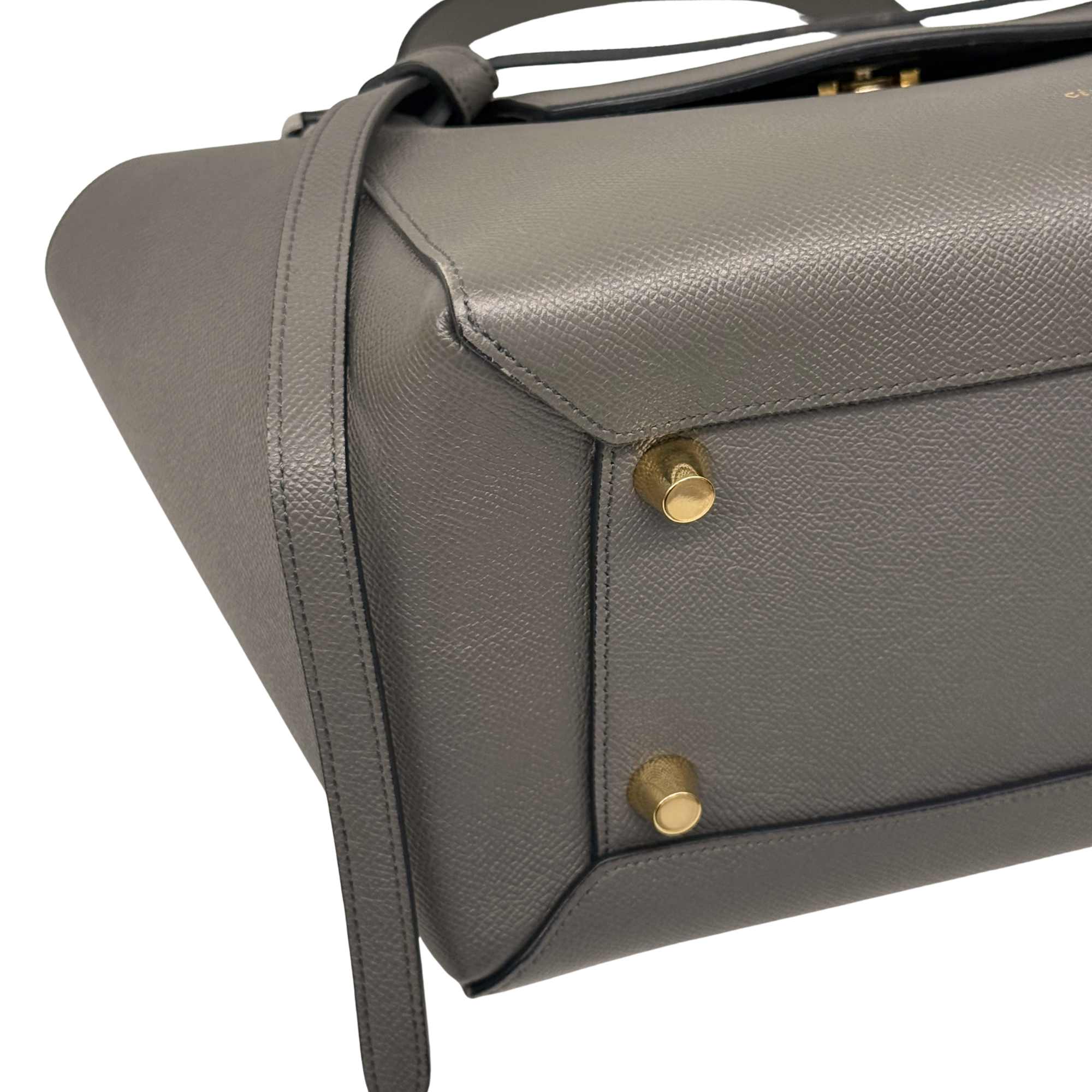 Celine Grey Leather Mini Belt Top Handle Bag (pre-owned)