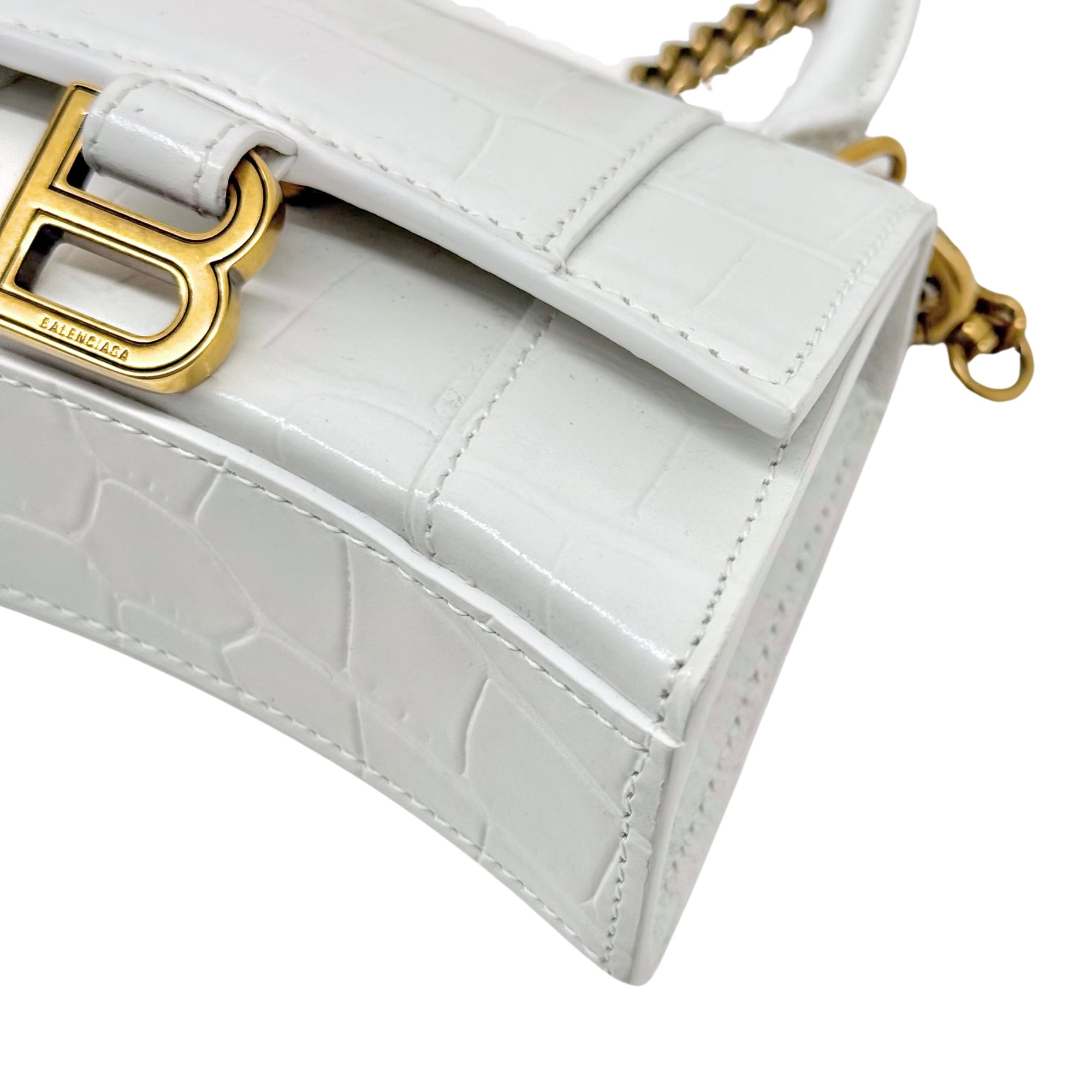 Balenciaga Hourglass Nano Crocodile Embossed Leather Cross-Body Bag Whiye (brand new)