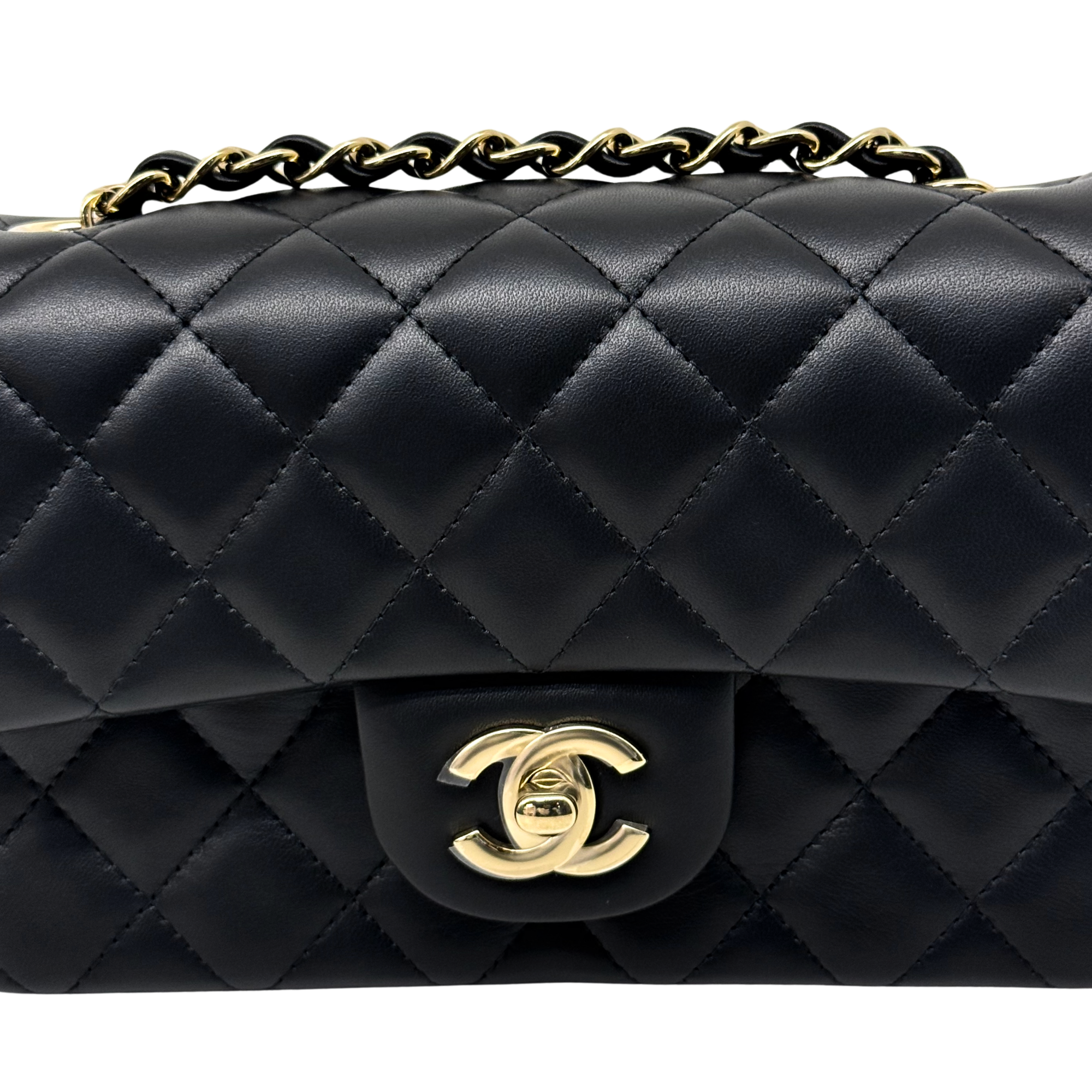 Chanel black bag soft leather gold hardware
