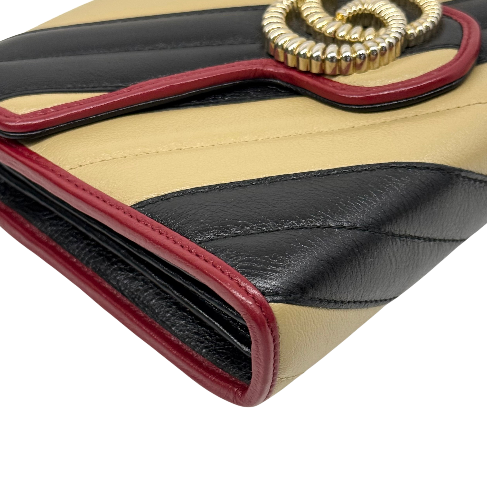 Gucci Bicolor Torchon GG Marmont Chain Wallet (pre-owned)
