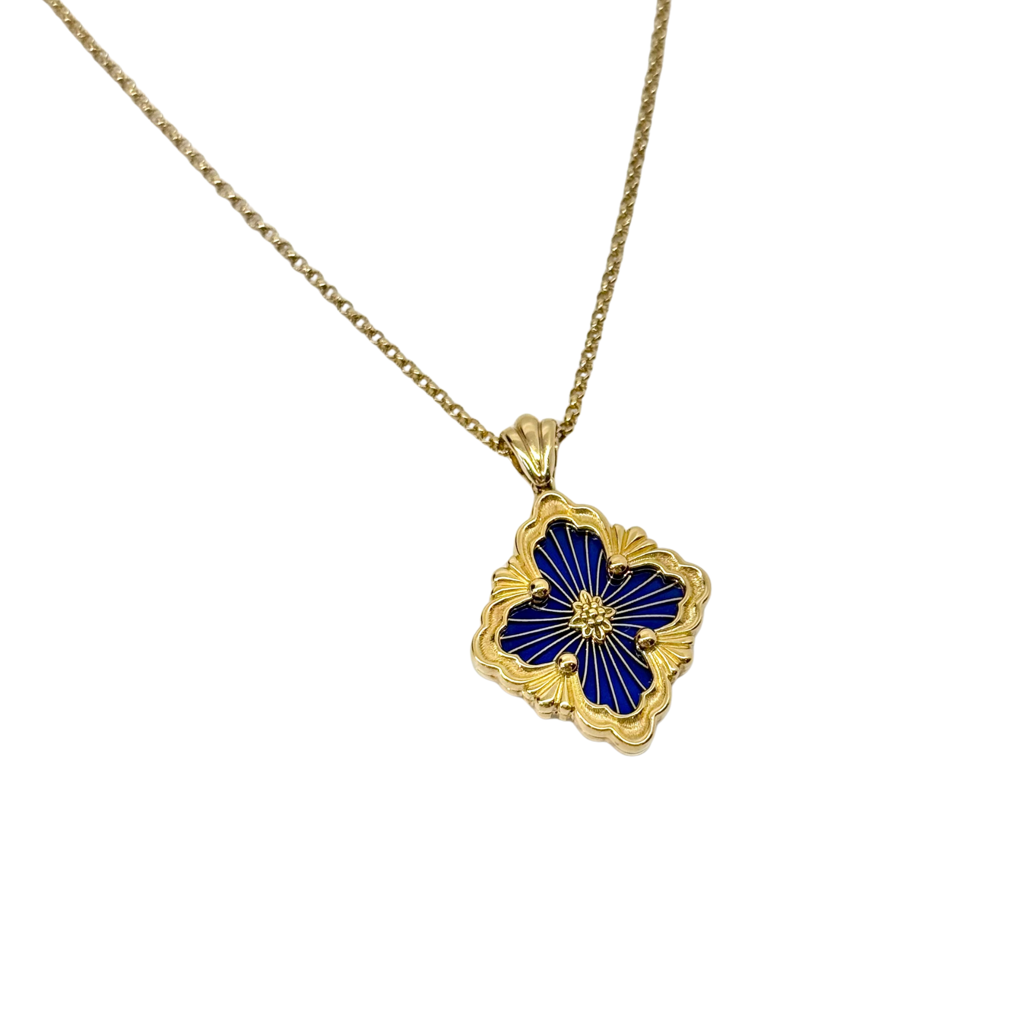 Buccellati Opera Tulle Pendant In Yellow Gold With Blue Enamel (pre-owned)