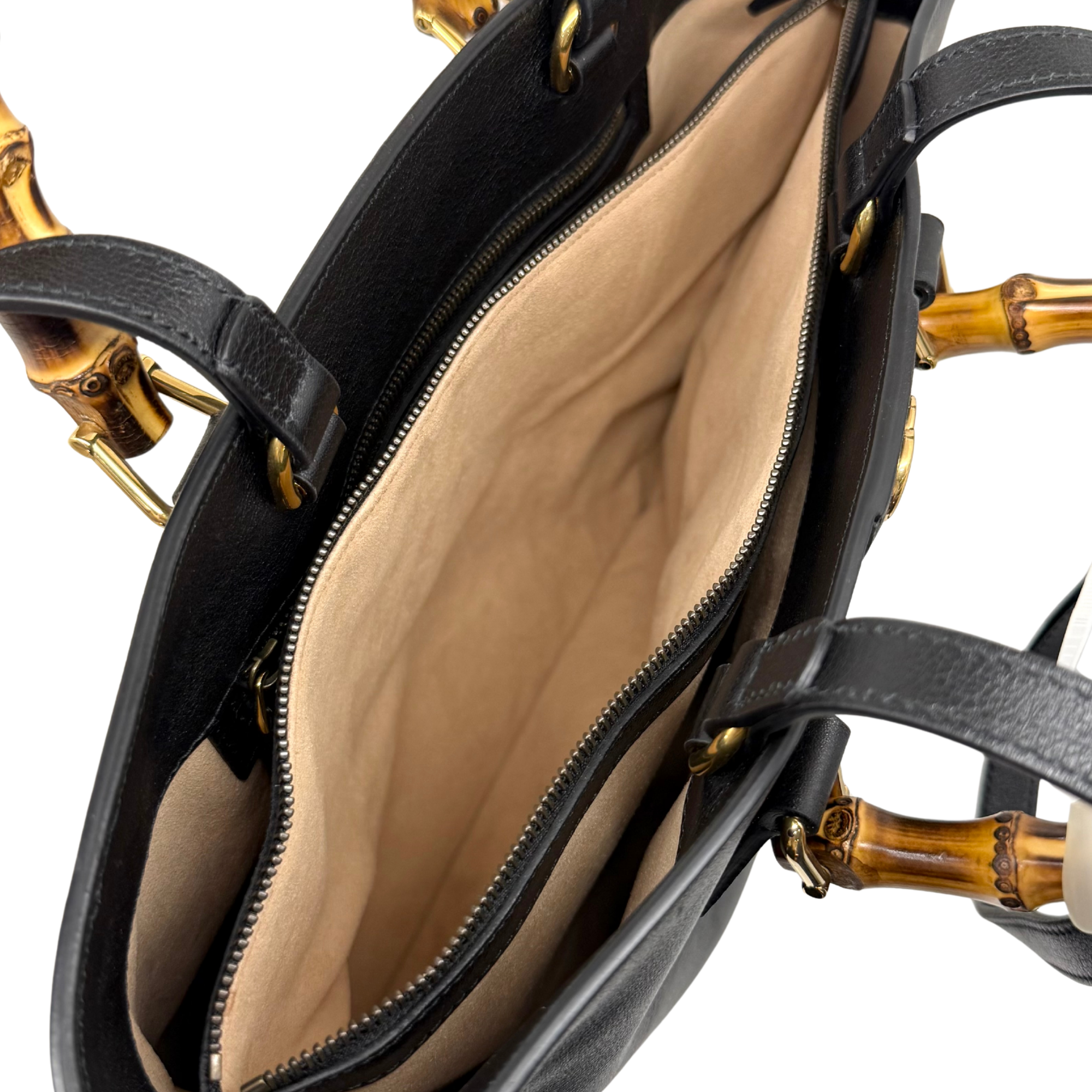 Gucci black bamboo-handle leather tote bag(pre-owned)