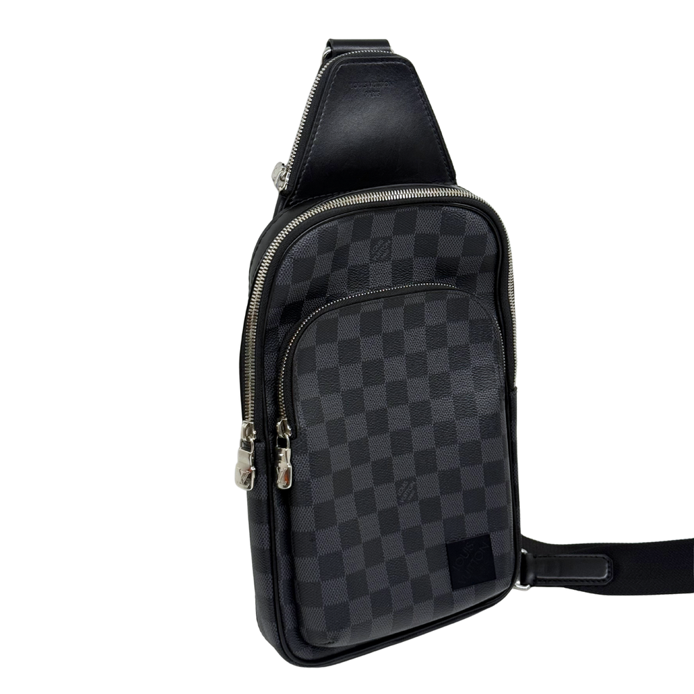 Louis Vuitton Damier check crossbody bag with top handle and adjustable strap