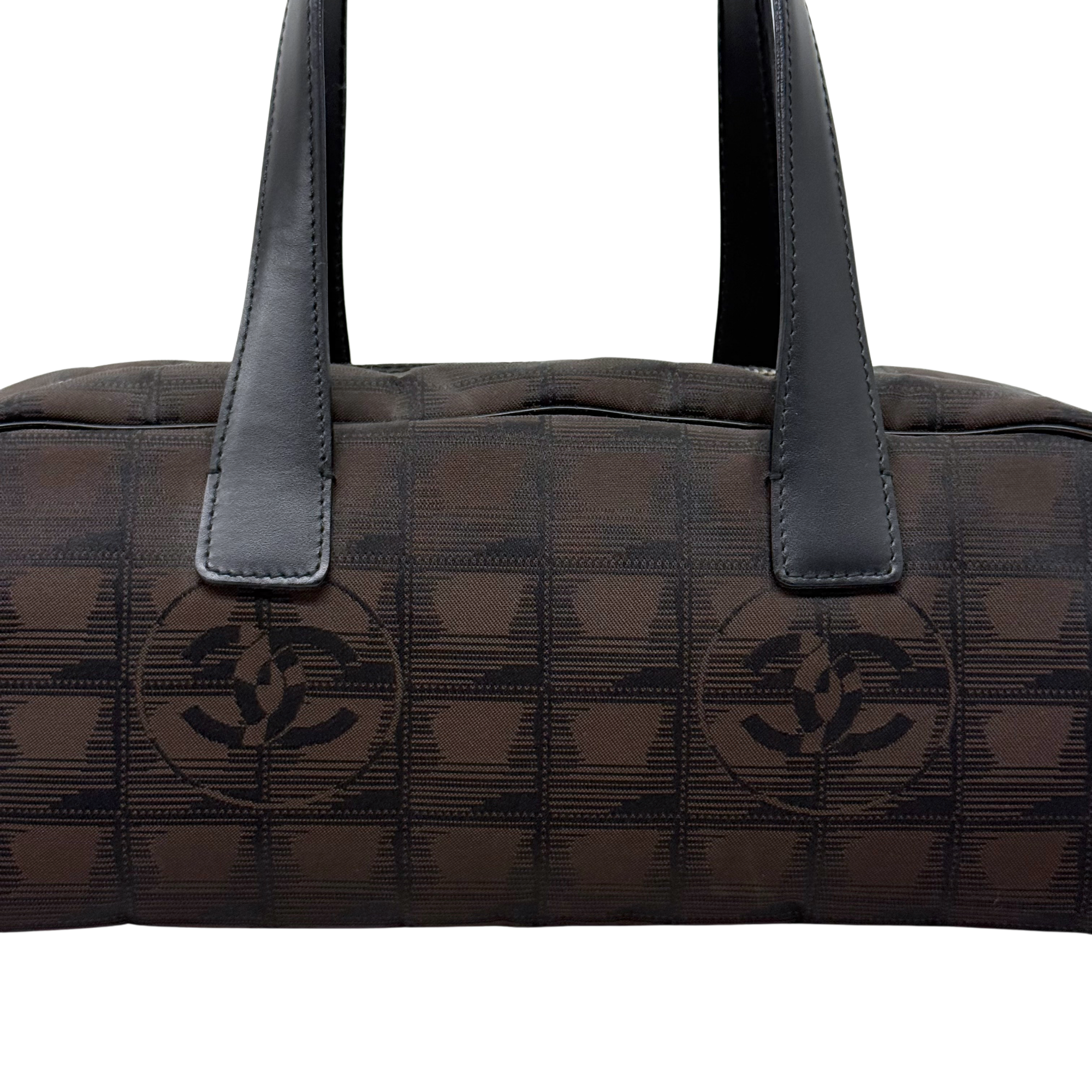 Chanel Travel Line Black Printed Nylon Bowler (pre-owned)