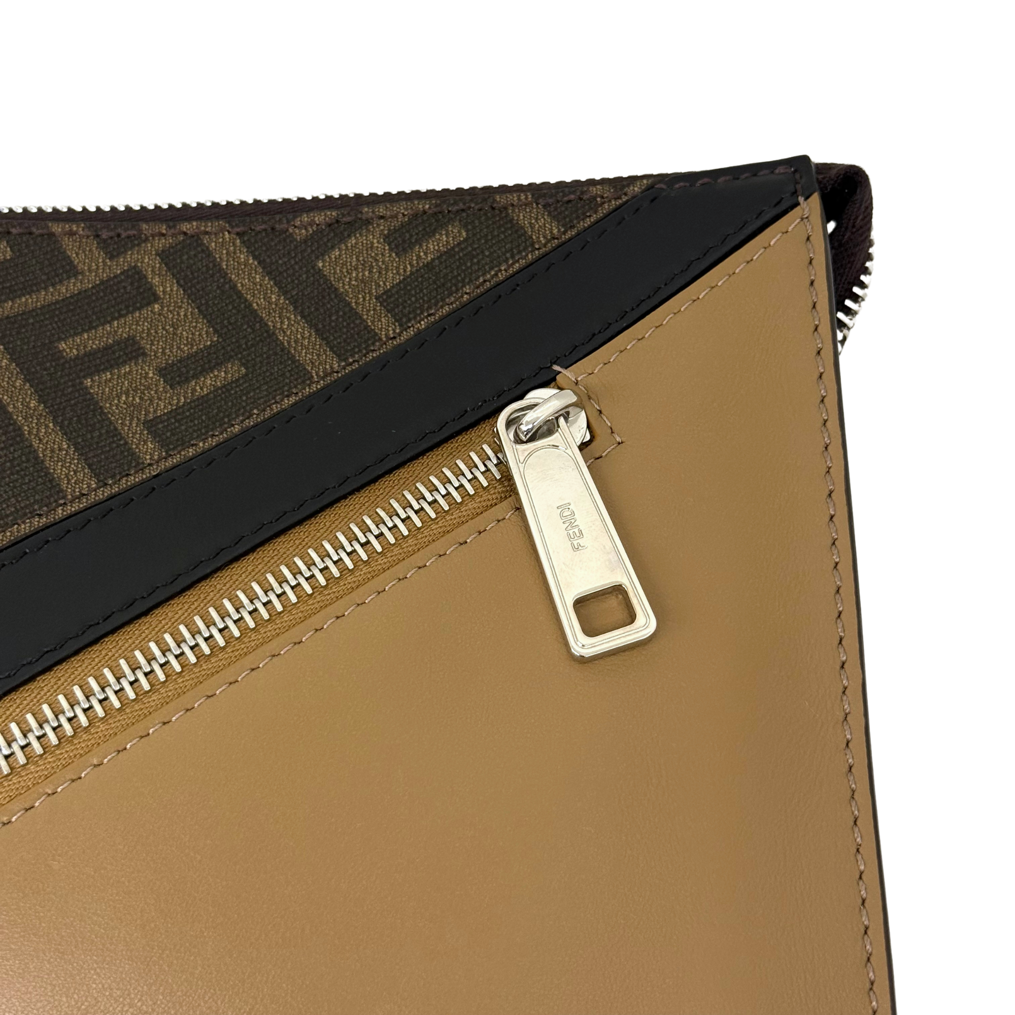 Fendi Tri Color Coated Canvas and Leather Diagonal Wristlet Pouch (pre-owned)