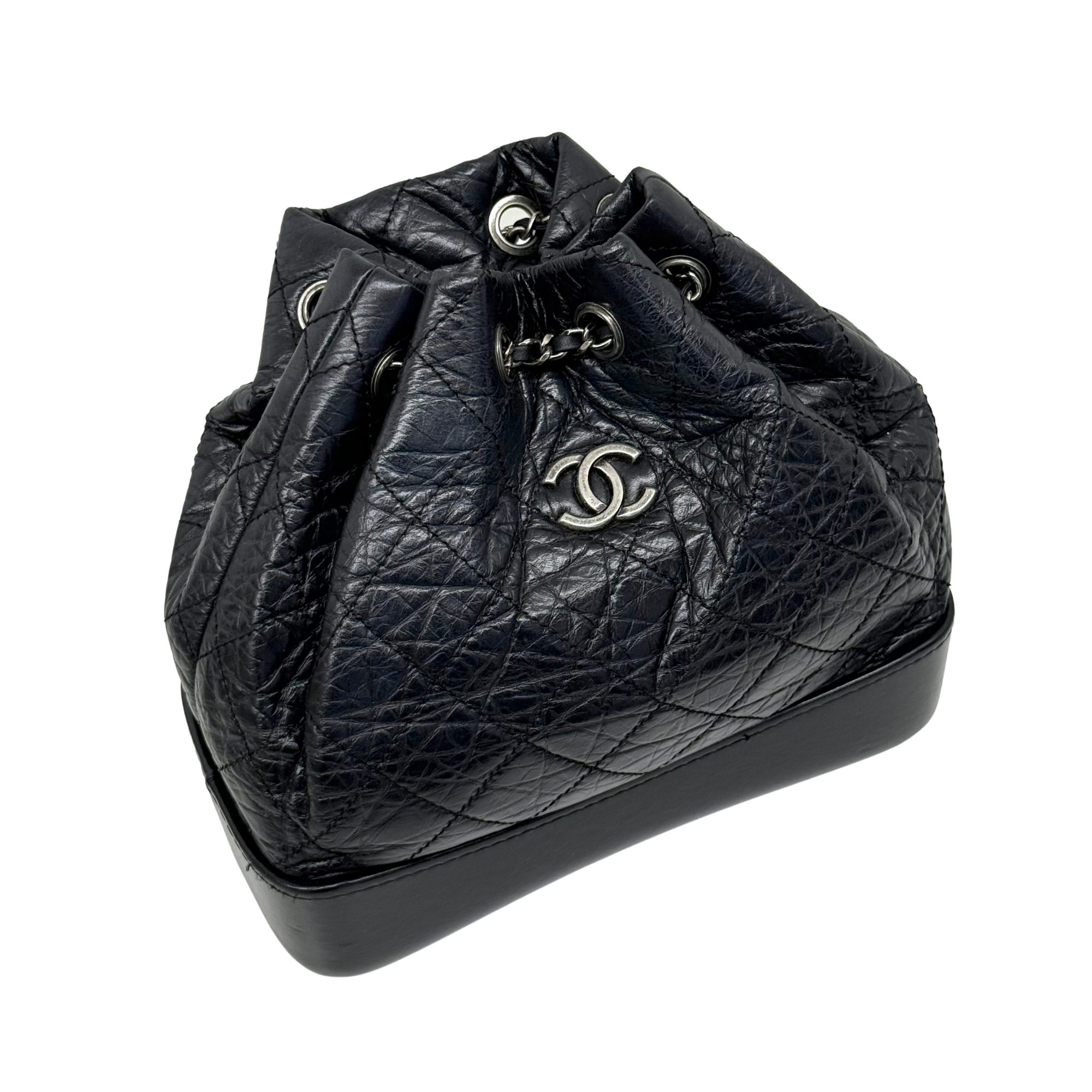Chanel Aged Calfskin Quilted Gabrielle Backpack Black (pre-owned)