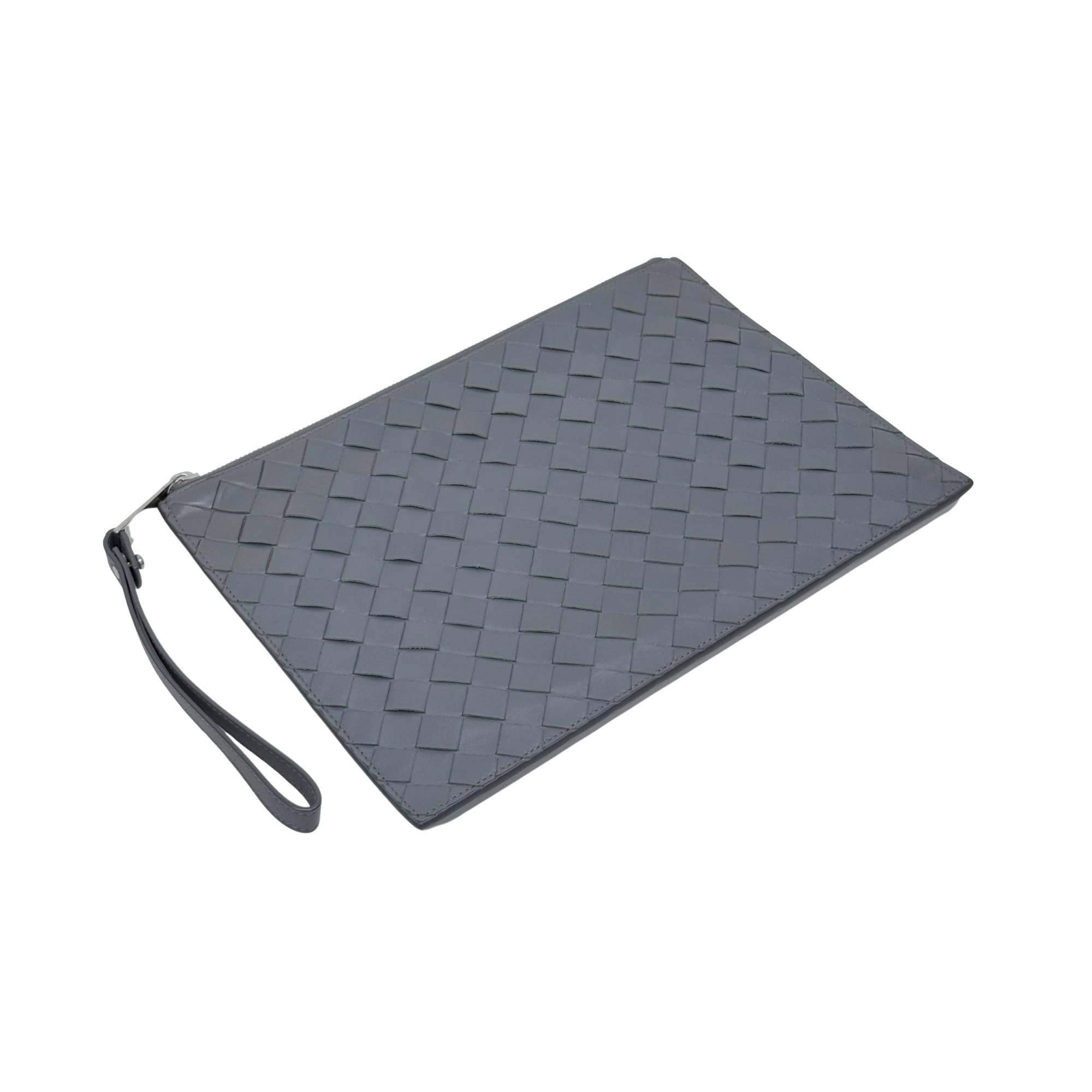 Bottega Veneta Intrecciato wristlet clutch bag grey (pre-owned)