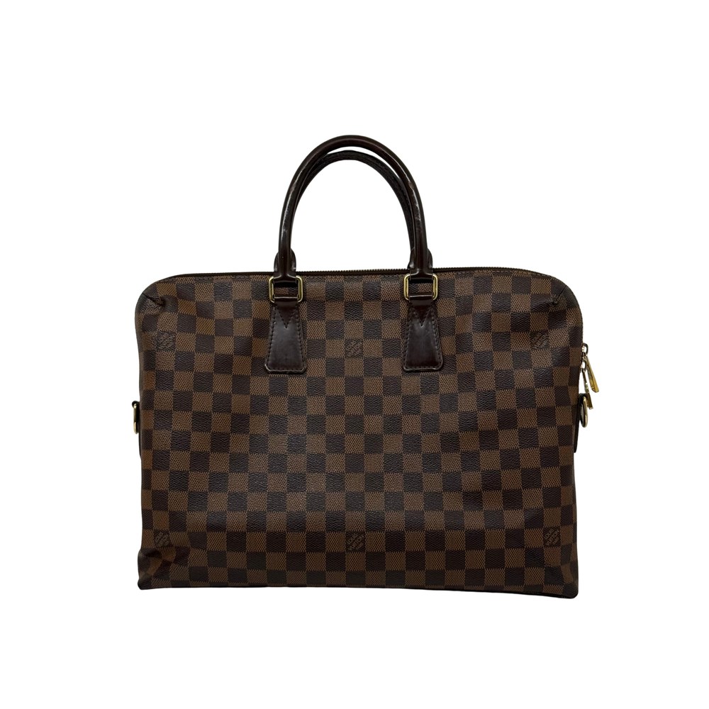 Pre-owned Louis Vuitton checkered handbag with top handles and front zipper detail