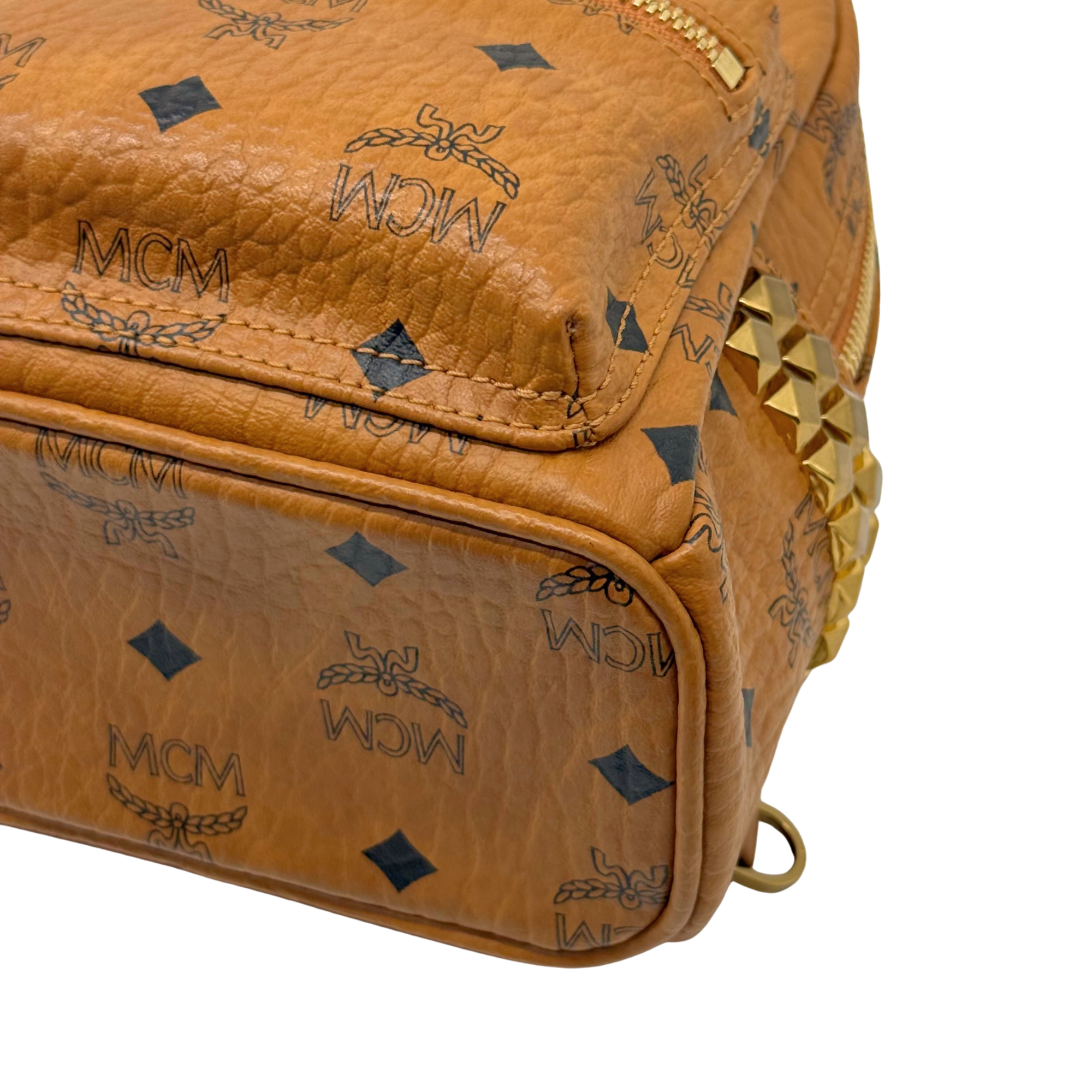MCM Stark Bebe Boo Side Studs Backpack In Visetos X-mini (pre-owned)