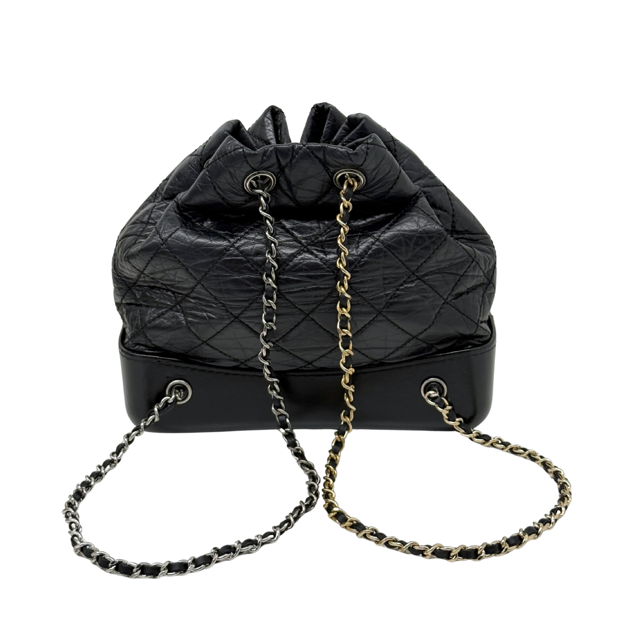 Chanel Aged Calfskin Quilted Gabrielle Backpack Black (pre-owned)