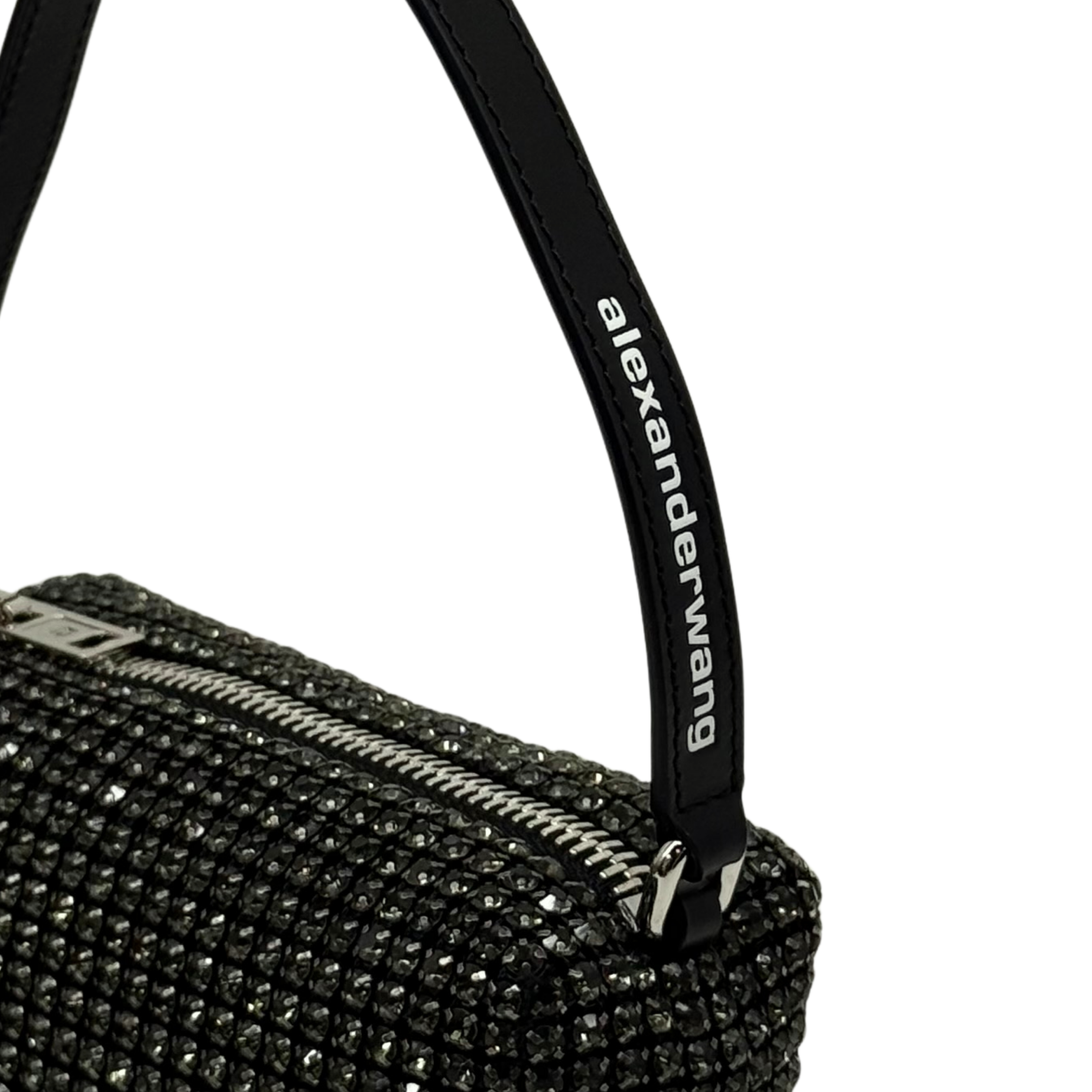 Alexander Wang Mesh Crystal Rhinestone Medium Heiress Pouch Black Silver (brand new)
