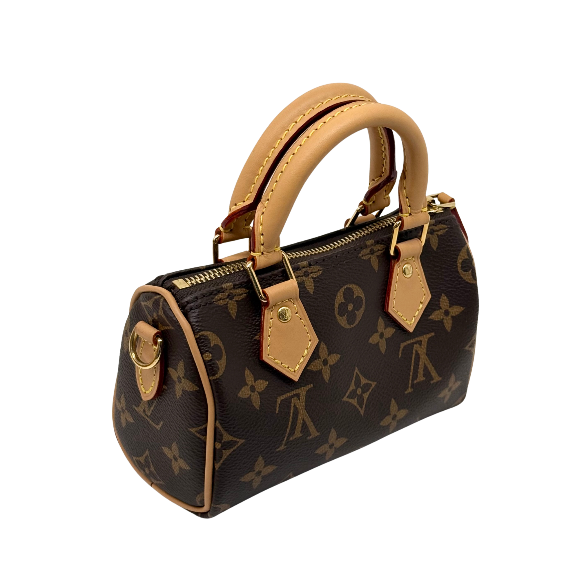 Louis Vuitton monogram handbag with top handles and zip closure