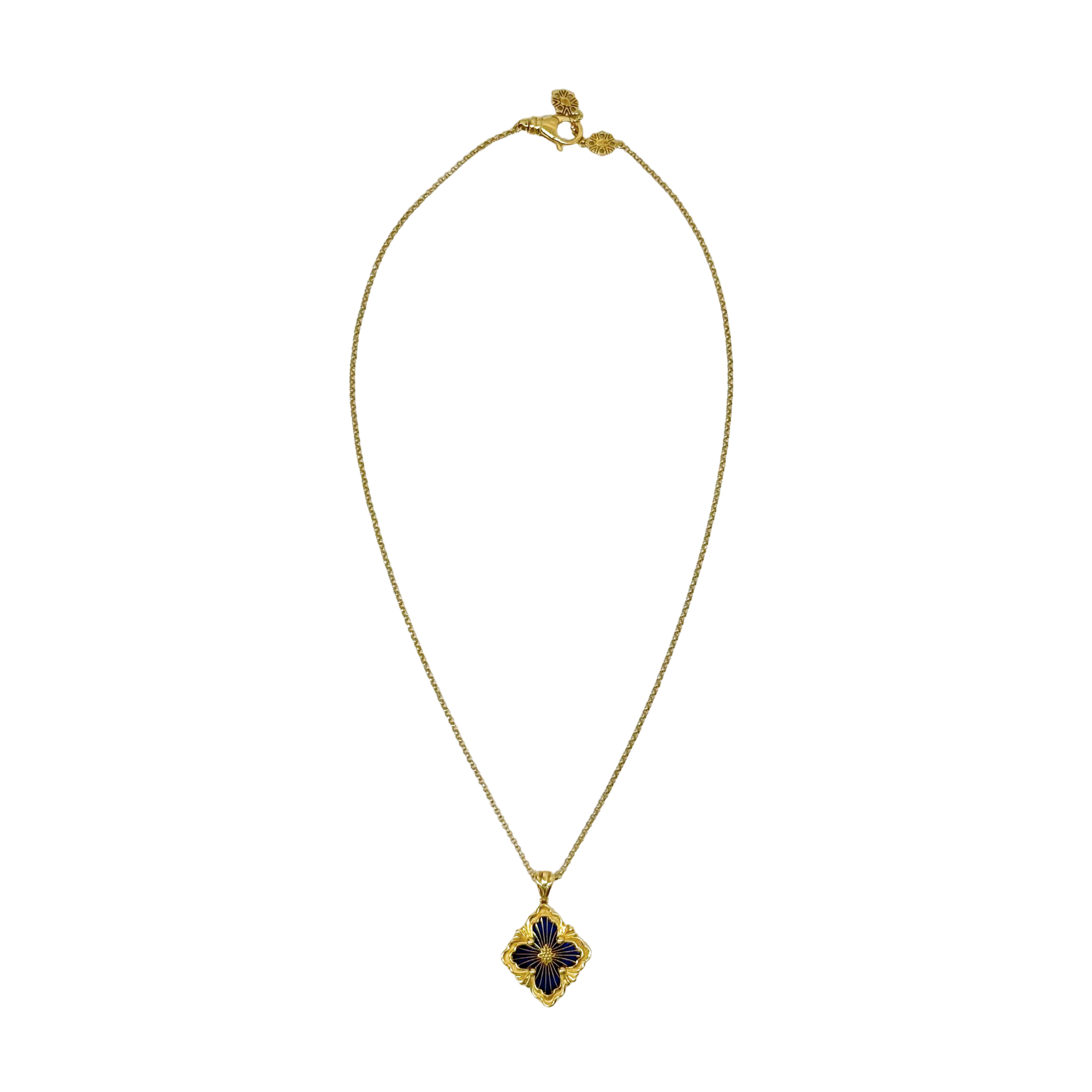 Buccellati Opera Tulle Pendant In Yellow Gold With Blue Enamel (pre-owned)